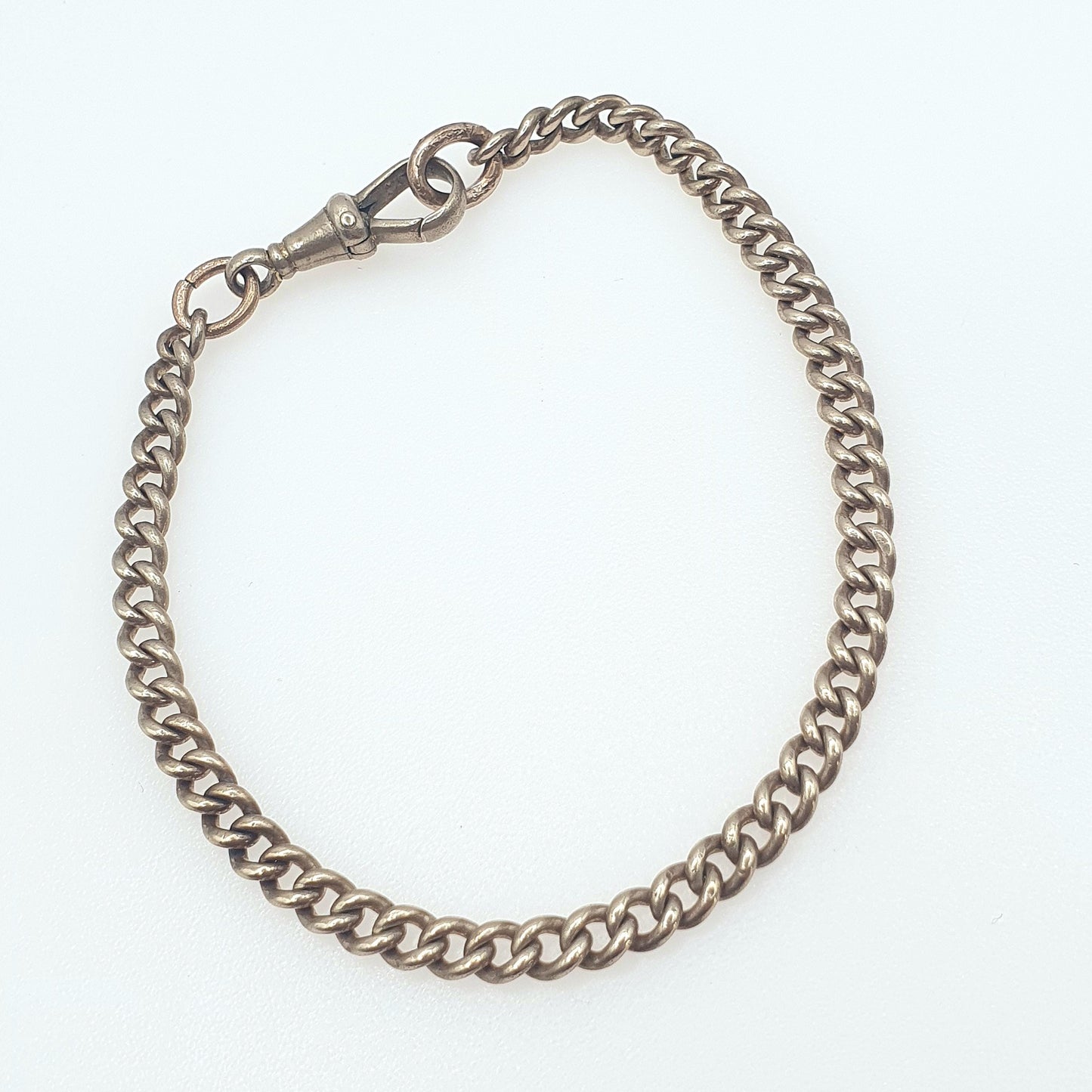 Antique Victorian Rose Rolled Gold Curb Link Bracelet Dog Clip Gold Filled 9.01g 20.5cm Jewelry Jewellery Mens Womens
