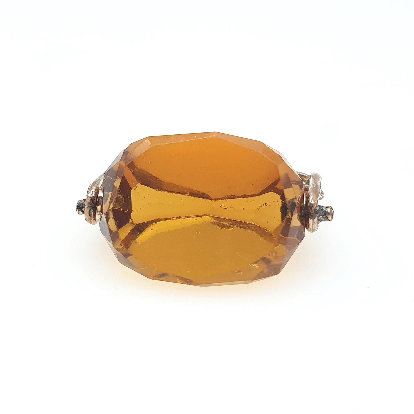Antique Victorian Rose Rolled Gold Citrine Paste Spinner Fob Pendant Gold Filled Orange Glass 1800s Vintage Mens Womens Jewellery Jewelry