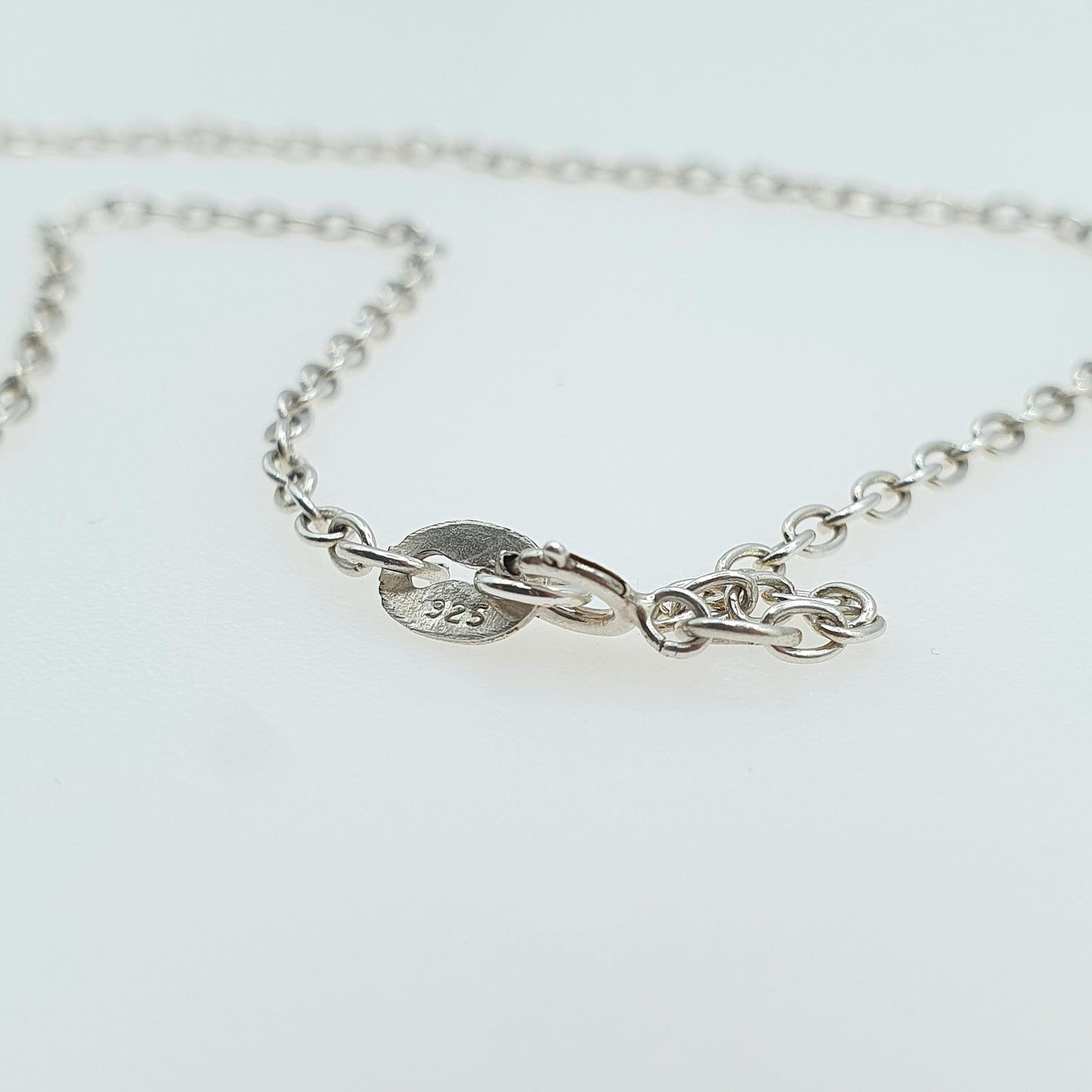 Antique Solid Silver Marcasite Flower Necklace Chain Link Art Deco 1920s Womens Ladies Jewelry Jewellery Unisex 40cm 11.21g