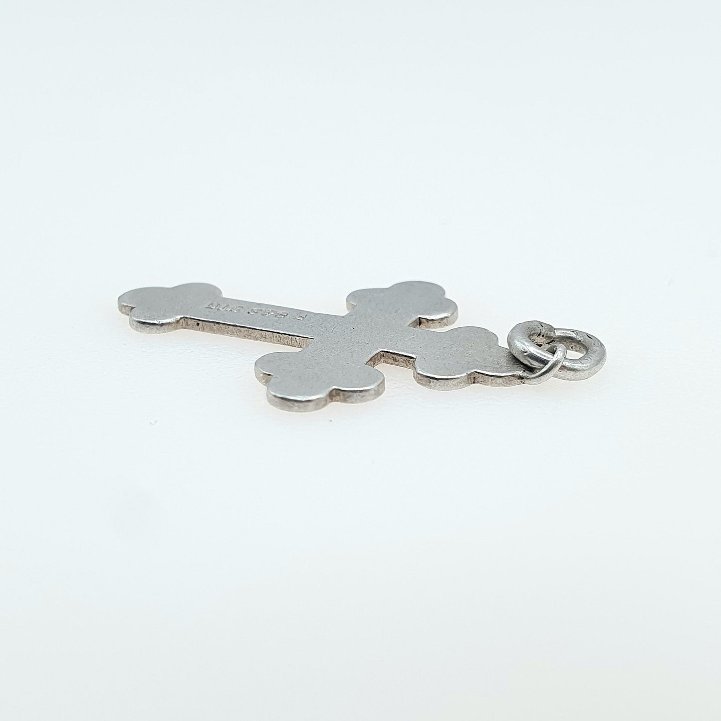 Antique Sterling Silver Crucifix Charm Pendant Bulbed Cross Small Womens Unisex Jewelry Jewellery Necklace Religious
