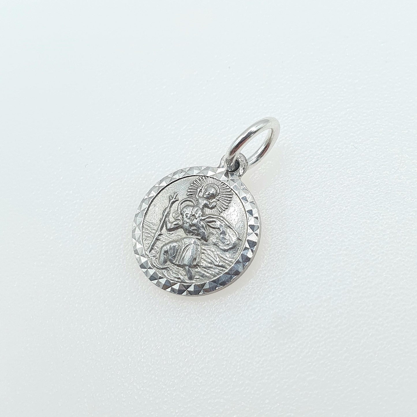 Vintage Sterling Silver Tiny St Christopher Charm Pendant Car Plane Double Sided Saint Womens Mens Jewellery Jewelry