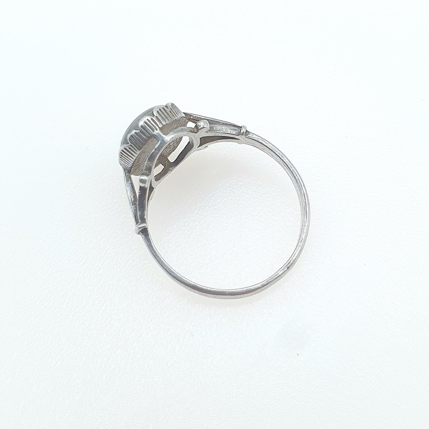 Vintage Sterling Silver Blue John Doublet Ring Oval Signet Womens Ladies Retro Oval Rare Gemstone Jewelry Jewellery UK O.5 US 7.5