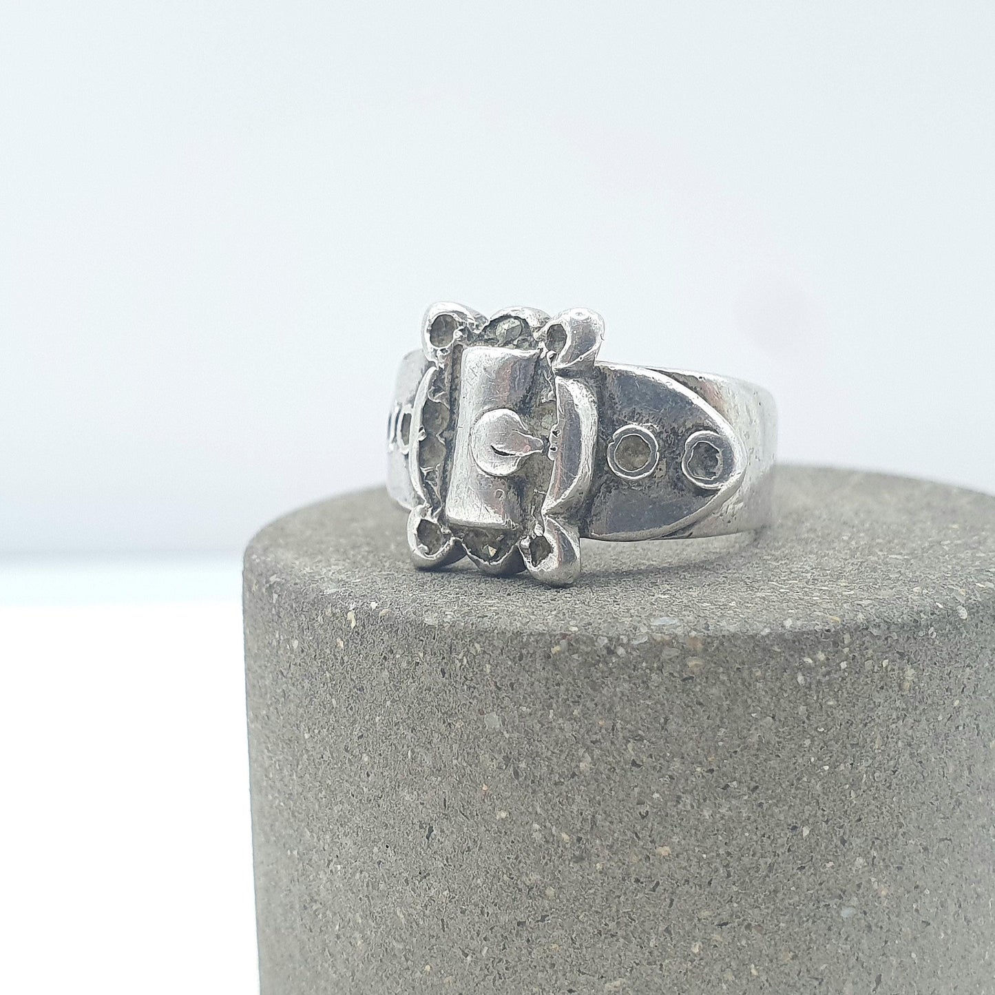 Antique Victorian Solid Silver Buckle Ring Belt Band Loyalty and Commitment Womens Mens Jewelry Jewellery UK K US 5.25
