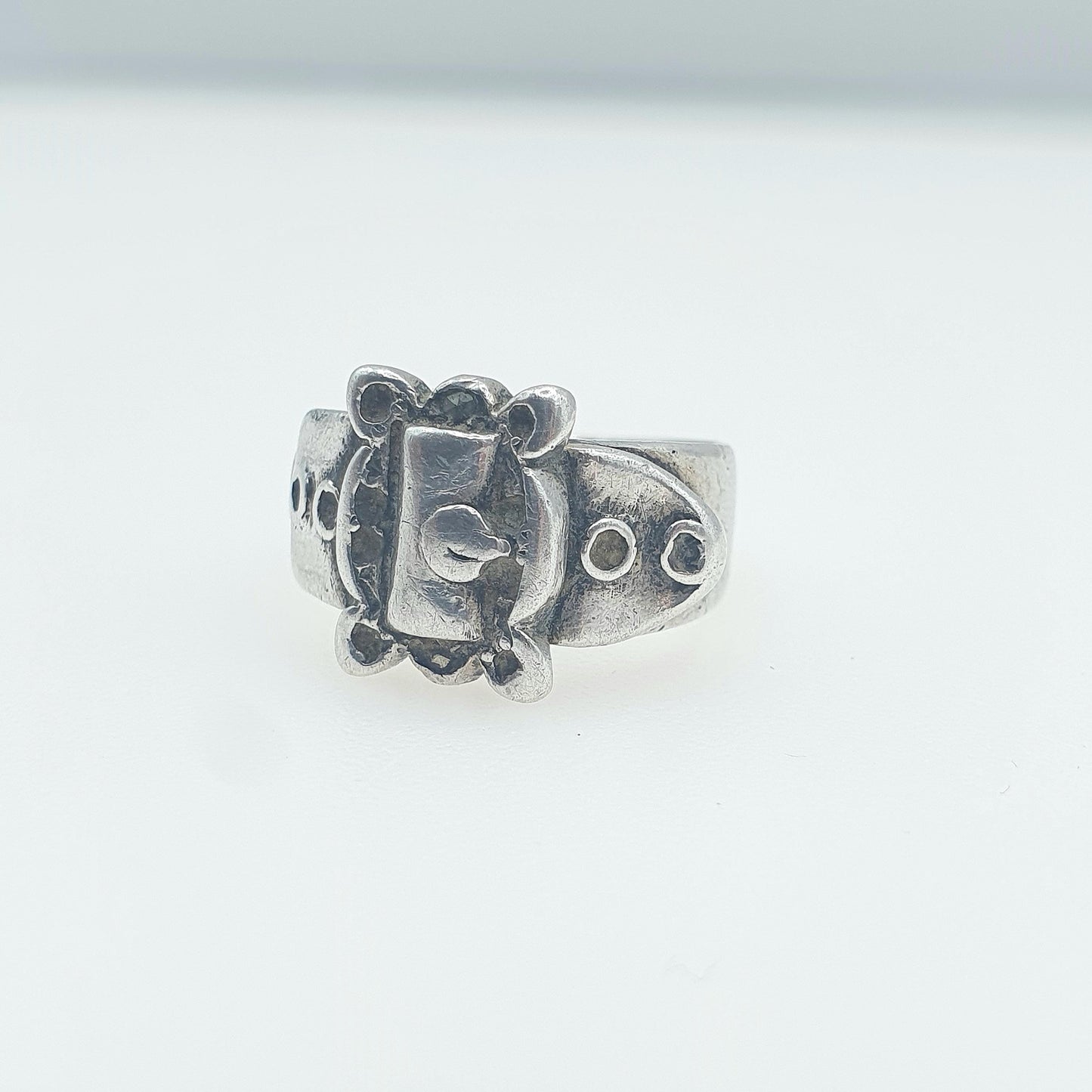Antique Victorian Solid Silver Buckle Ring Belt Band Loyalty and Commitment Womens Mens Jewelry Jewellery UK K US 5.25