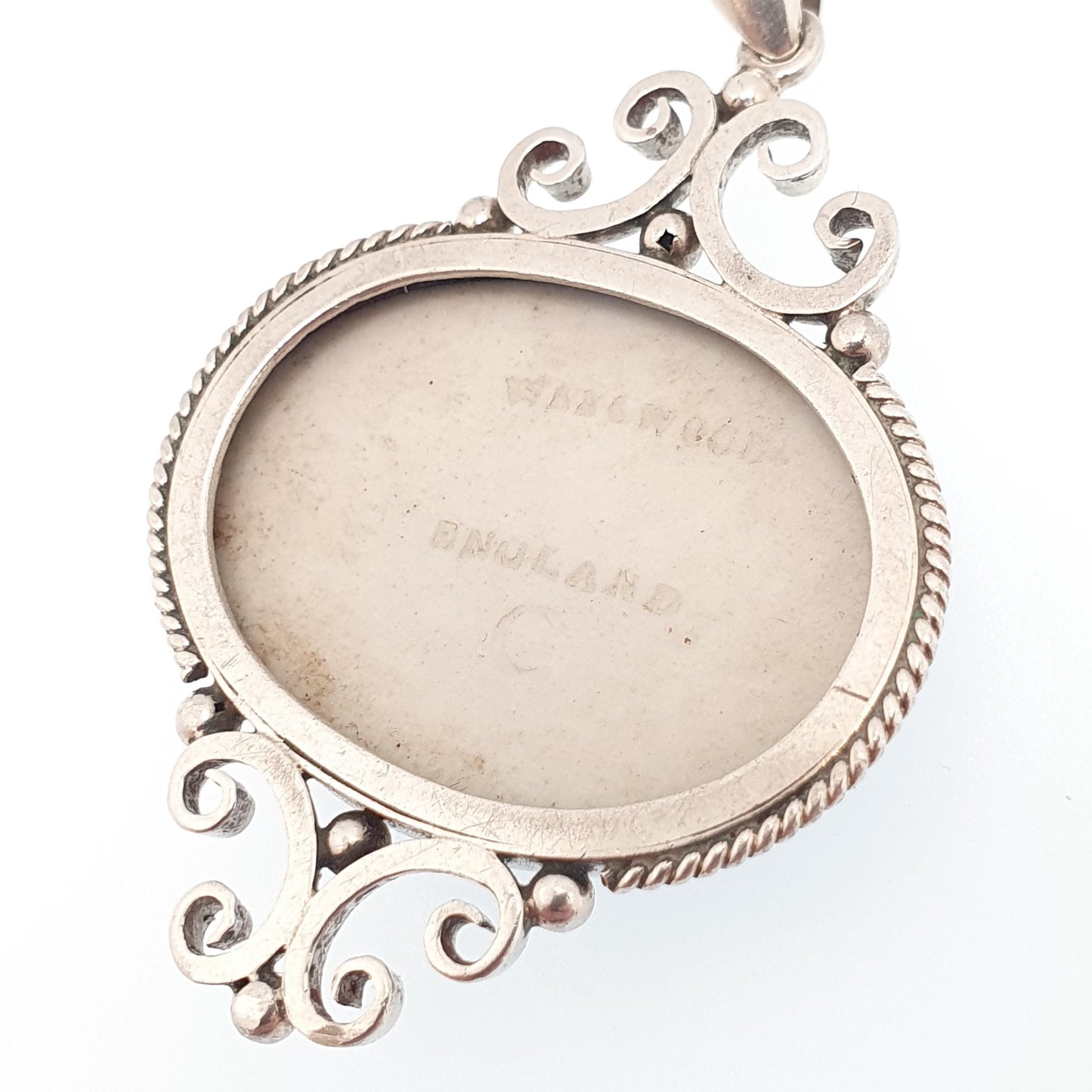 Antique Victorian Solid Silver Wedgwood Pendant Necklace 1900 Stamp Jasperware Royal Blue Genuine Jewelry Jewellery Vintage