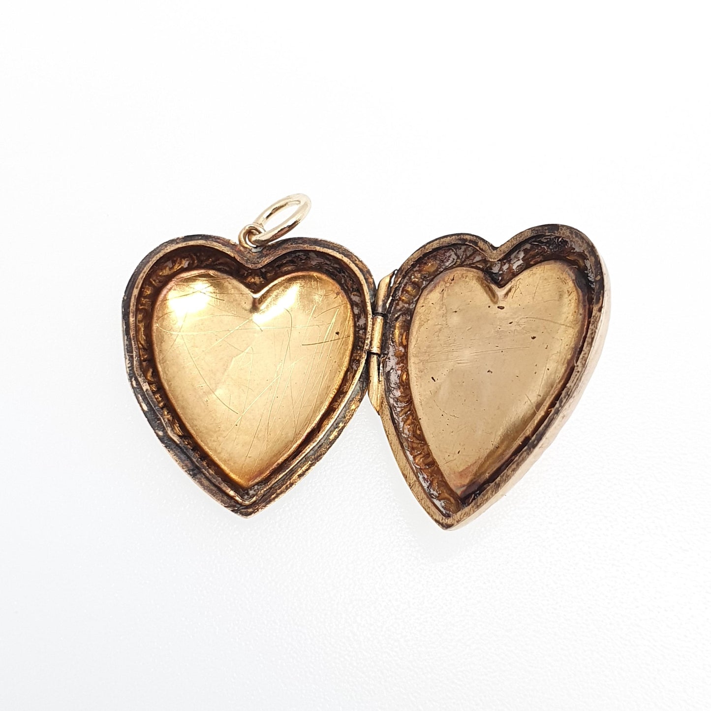 Antique 9ct Gold Bird Locket Heart Shape Back and Front Solid 9k 375 Pendant Necklace Jewelry Womens Vintage Jewellery