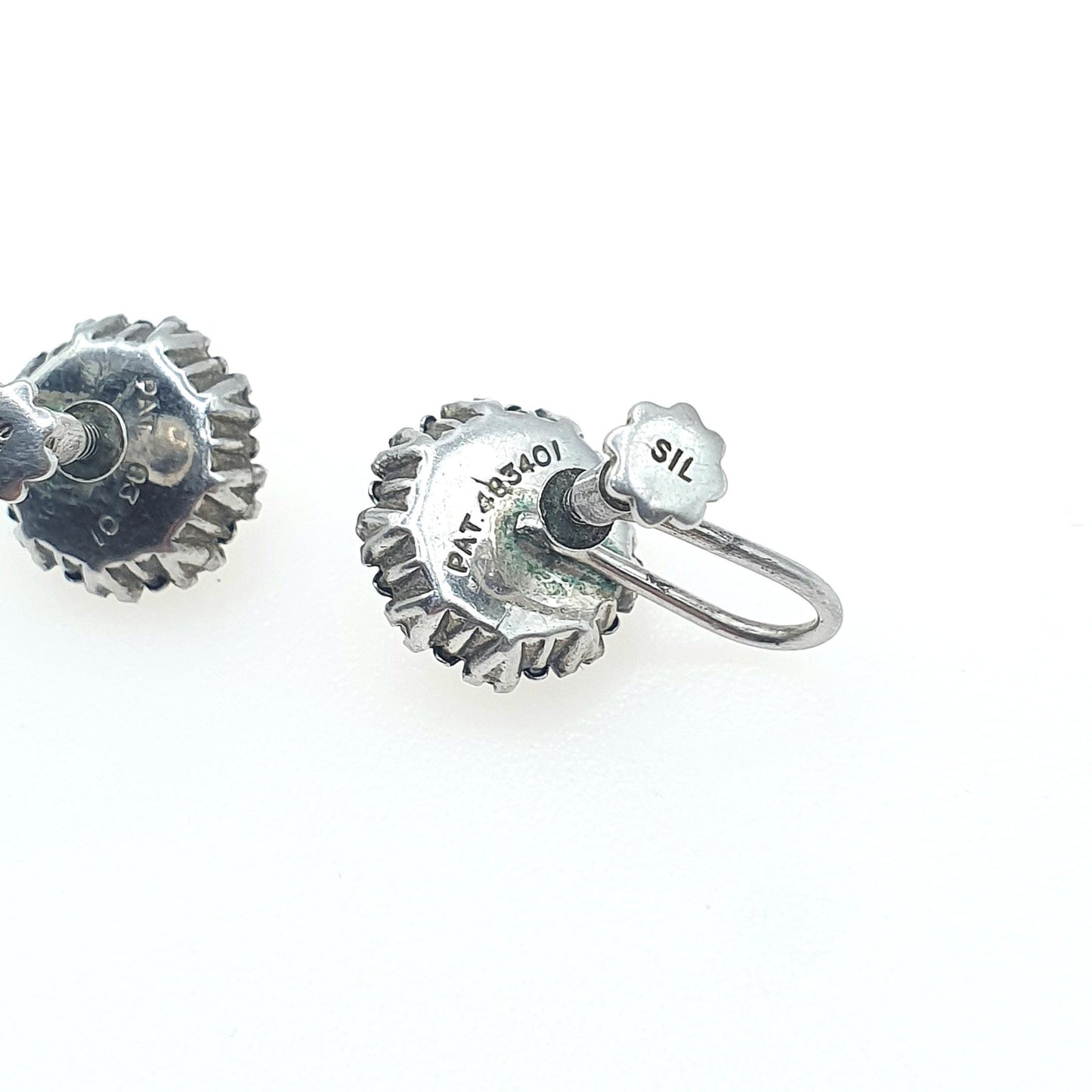 Antique Solid Silver Diamond Paste Cluster Earrings Screw Back Vintage Art Deco 1920s Vintage Womens Jewelry Jewellery
