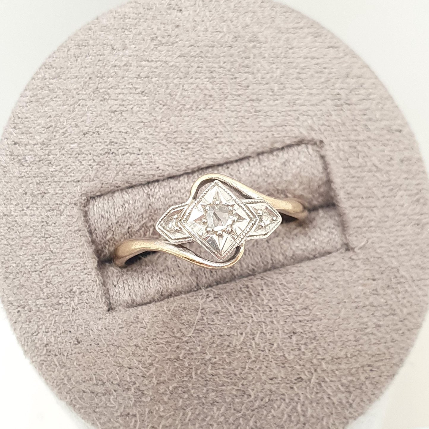 Antique 9ct Gold Diamond Ring Art Deco Old Cut Crossover Solid 9k 9kt Natural Diamonds Vintage 1920s Womens Jewelry Jewellery
