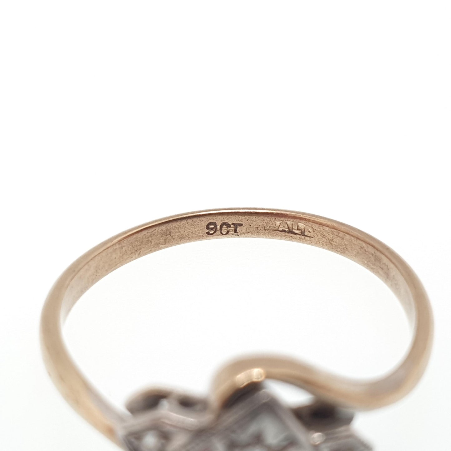Antique 9ct Gold Diamond Ring Art Deco Old Cut Crossover Solid 9k 9kt Natural Diamonds Vintage 1920s Womens Jewelry Jewellery