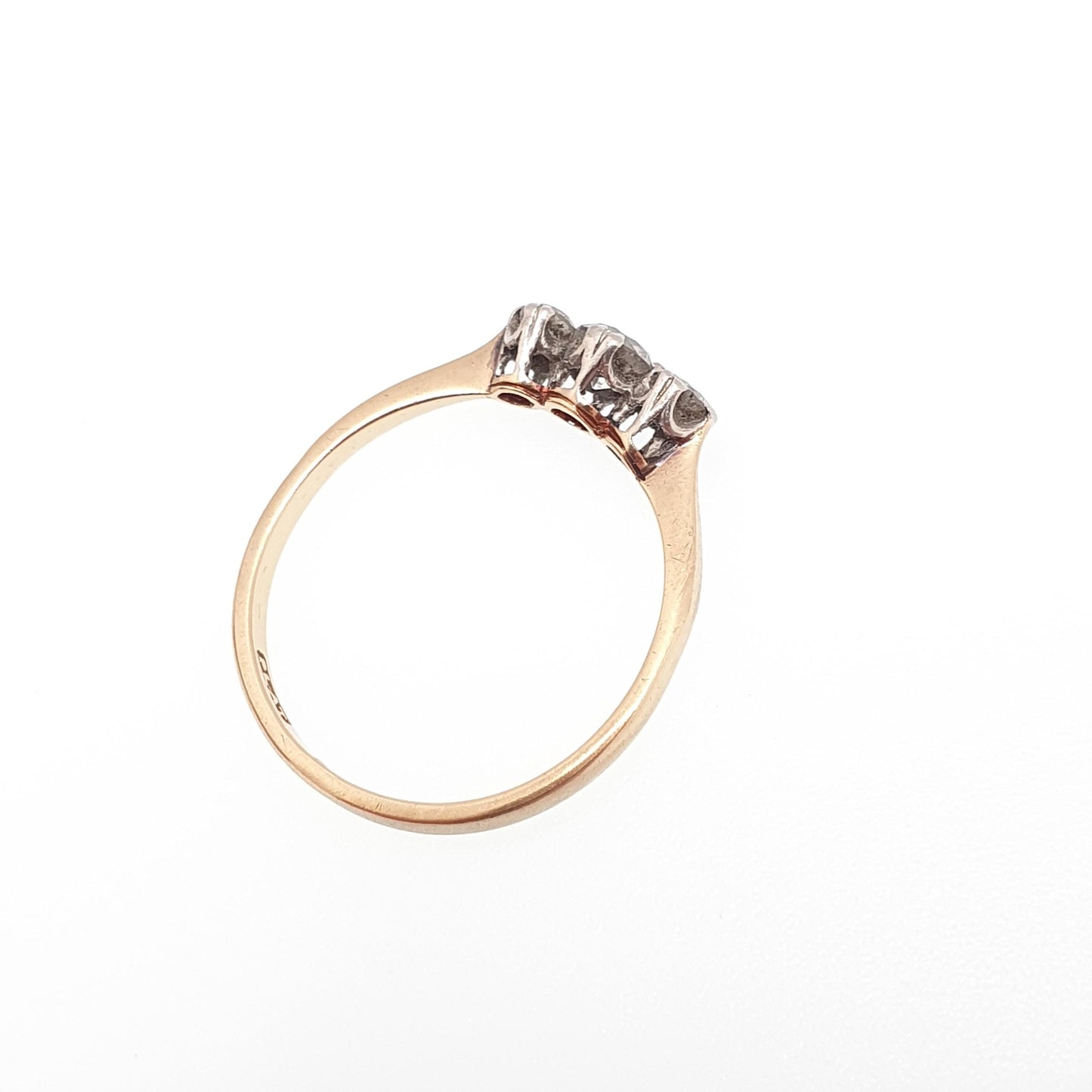 Antique 18k 18ct Gold Diamond Ring Trilogy Natural Diamonds Art Deco Solid 750 Platinum Engagement Wedding Womens Vintage Jewelry Jewellery
