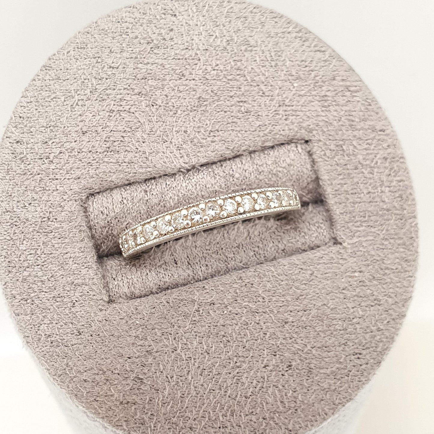 Vintage 9ct White Gold Diamond Ring Half Eternity Solid 9k 375 9 Carat Natural Diamonds Gemstone Womens Jewelry Jewellery UK J US 4 3/4