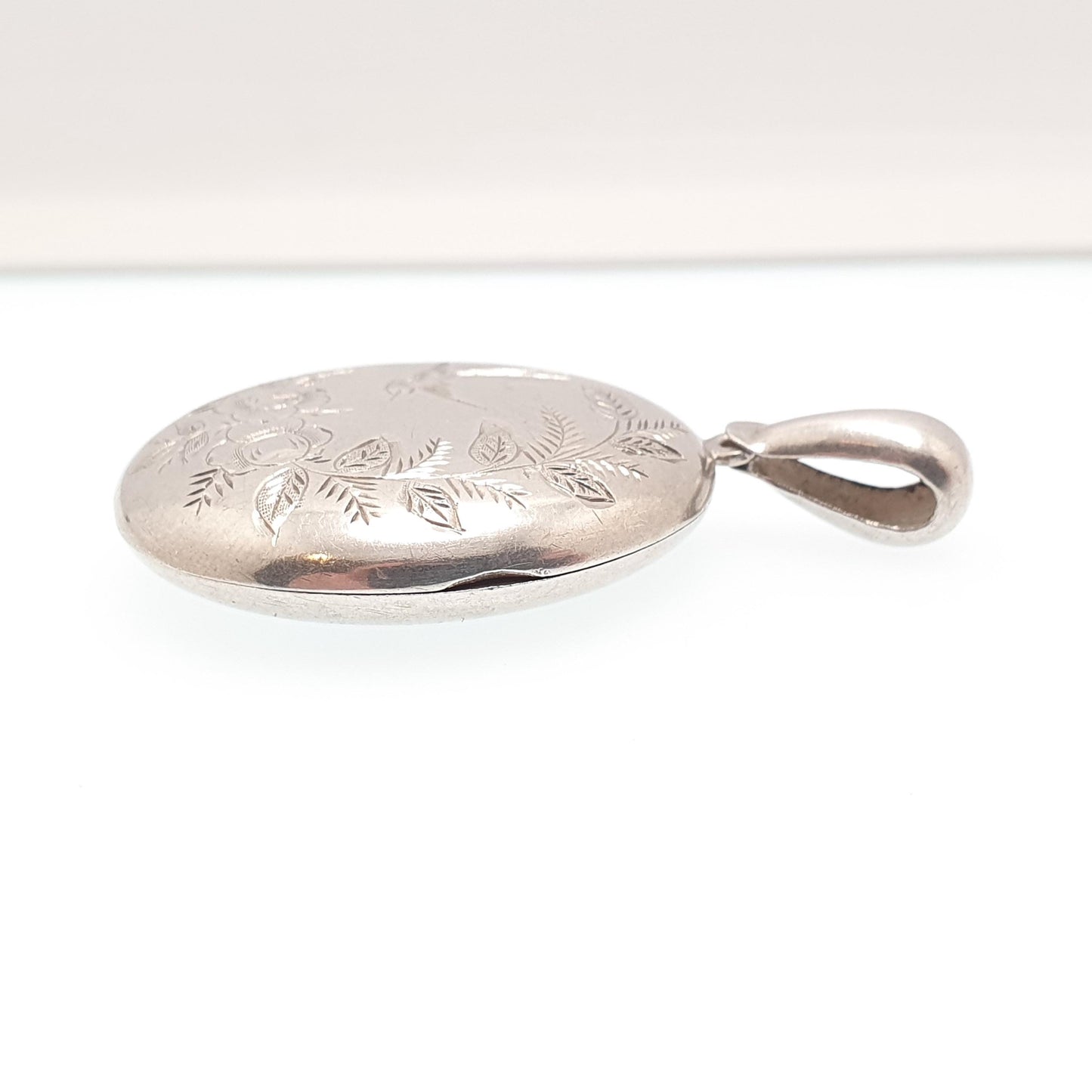 Antique Victorian Solid Silver Bird Locket Floral Flower Pendant Picture Photo Aesthetic Vintage Womens Jewelry Jewellery