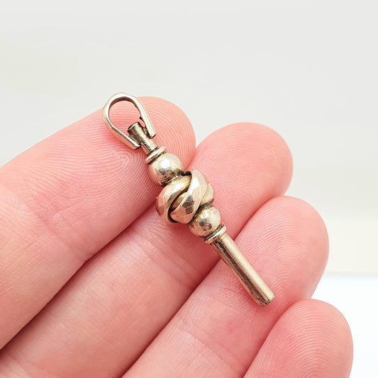 Antique Victorian 9ct Gold Knot Pocket Watch Key Fob Pendant Solid 9k 375 Necklace Infinity Vintage Jewellery Jewelry