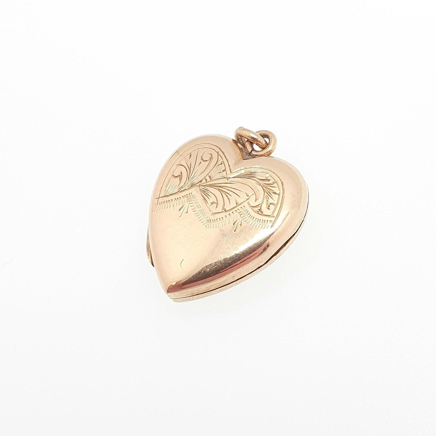 Antique 9ct Gold Heart Locket Cute Engraved Solid 9k 375 Pendant Love Gift Back & Front Necklace Jewelry Womens Jewellery