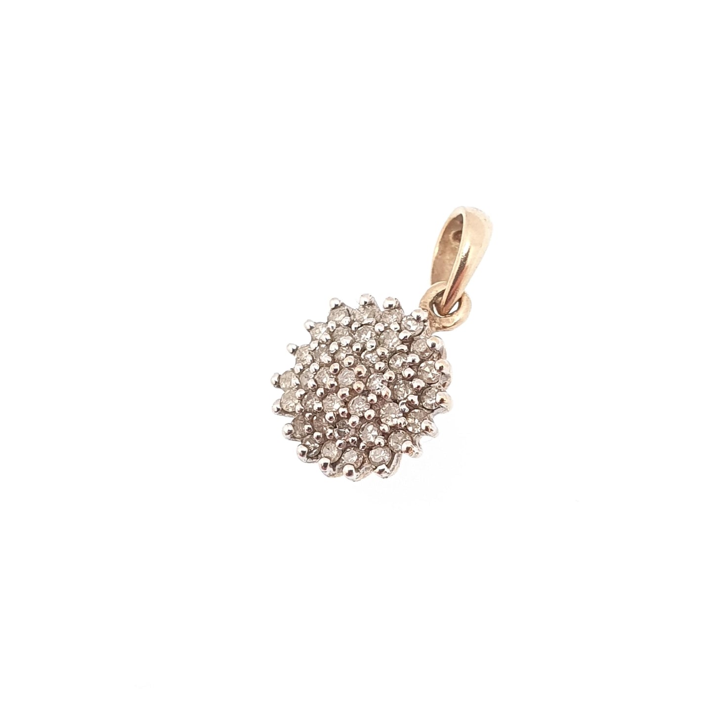 Vintage 9ct Gold 0.25 Carat Diamond Necklace Pendant Cluster Solid 9k 375 Natural Diamonds 9kt Sparkly Womens Jewelry Jewellery