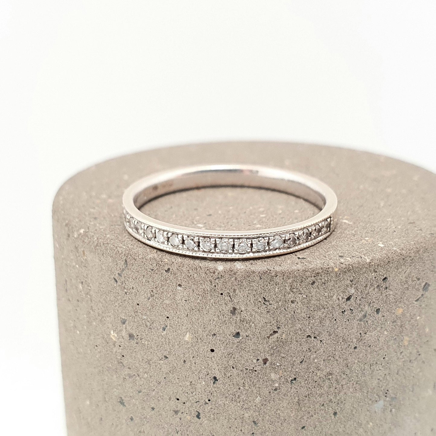 Vintage 18ct Gold Diamond Ring Half Eternity White Gold Natural Diamonds Wedding Womens Engagement Jewelry Jewellery