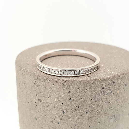 Vintage 18ct Gold Diamond Ring Half Eternity White Gold Natural Diamonds Wedding Womens Engagement Jewelry Jewellery