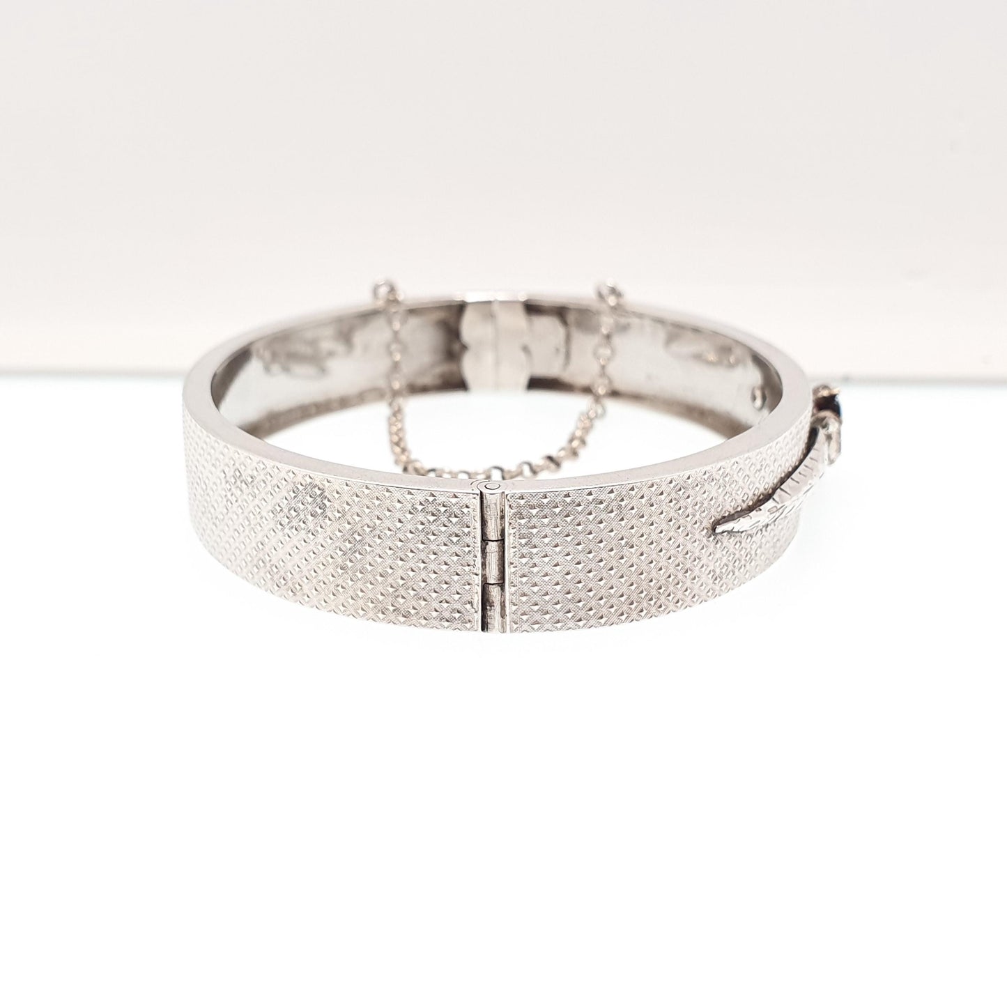 Antique Victorian Solid Silver Garnet & Paste Snap Bangle Bracelet Dimpled Effect 800 Stamp 14.46g Vintage Womens Jewelry