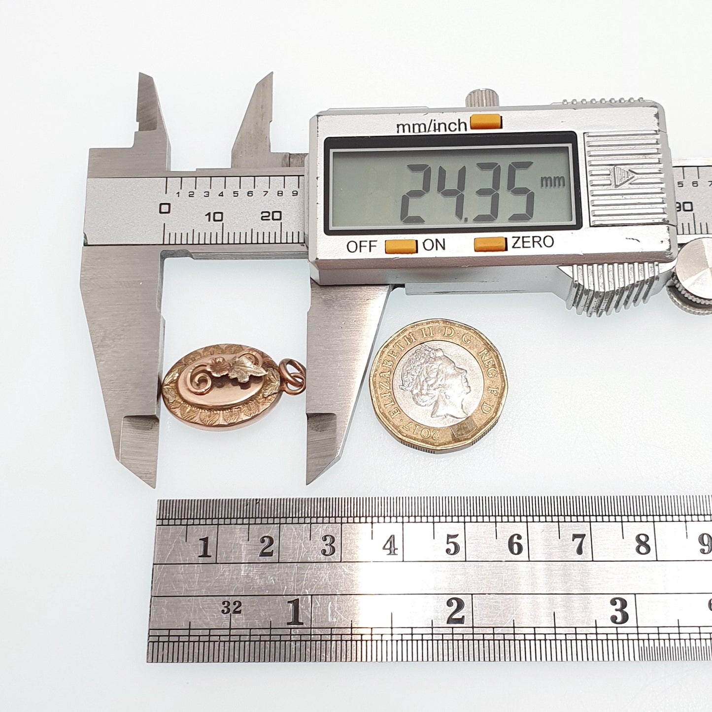 Antique Victorian 9ct Gold Pendant Art Nouveau Leaf Rose & Yellow Necklace Solid 9k 9kt Vintage 1800s Jewelry Jewellery