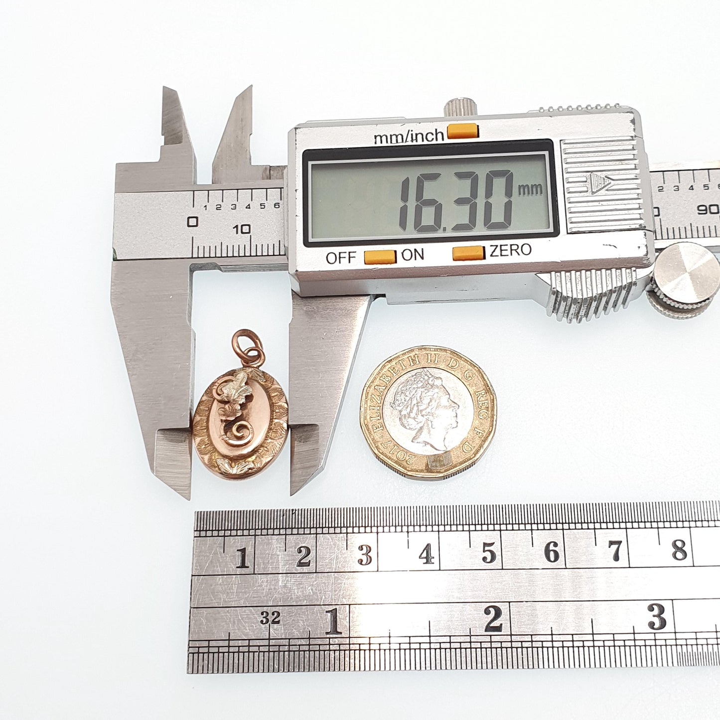 Antique Victorian 9ct Gold Pendant Art Nouveau Leaf Rose & Yellow Necklace Solid 9k 9kt Vintage 1800s Jewelry Jewellery