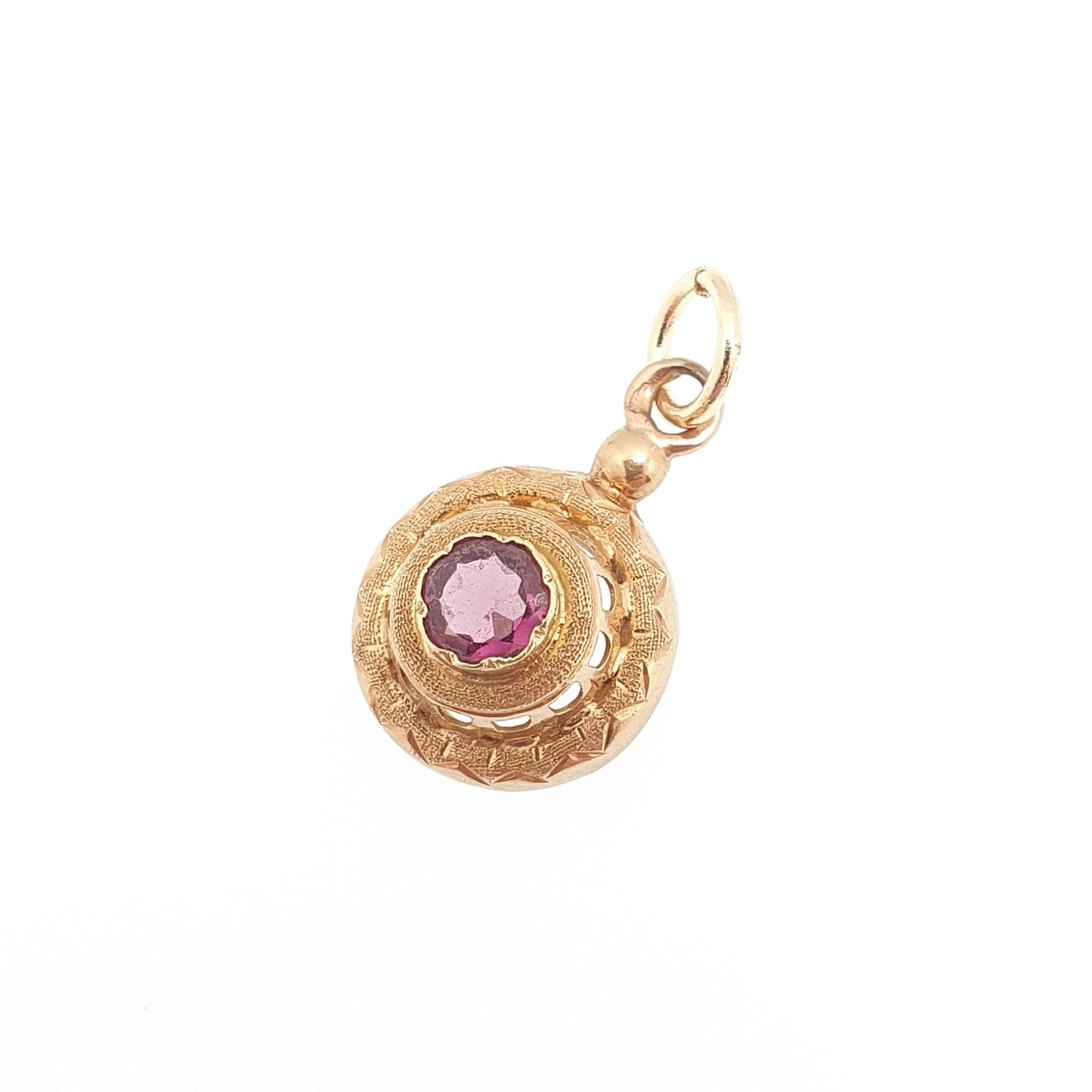 Antique Victorian 18ct Gold Amethyst Necklace Pendant French Solid 18k 18kt Etruscan Round Cut Vintage Jewelry Jewellery