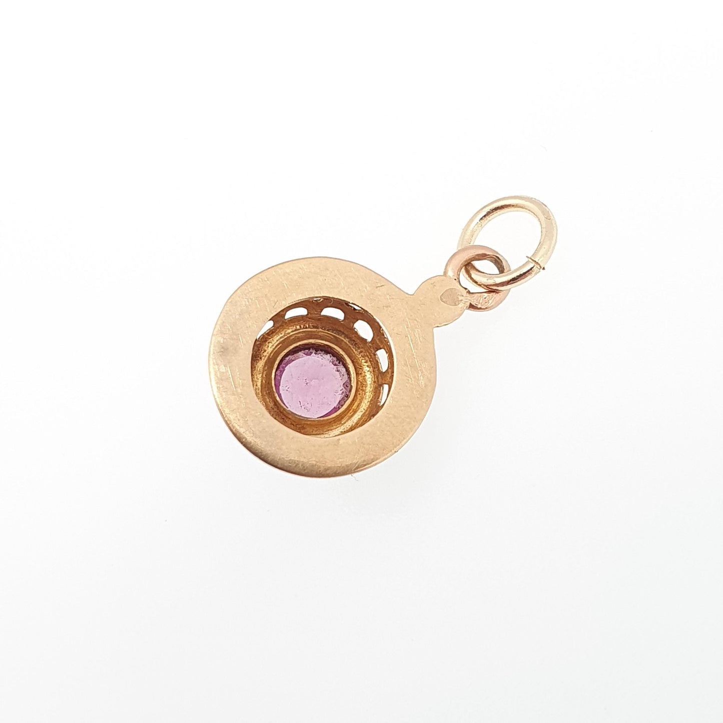 Antique Victorian 18ct Gold Amethyst Necklace Pendant French Solid 18k 18kt Etruscan Round Cut Vintage Jewelry Jewellery