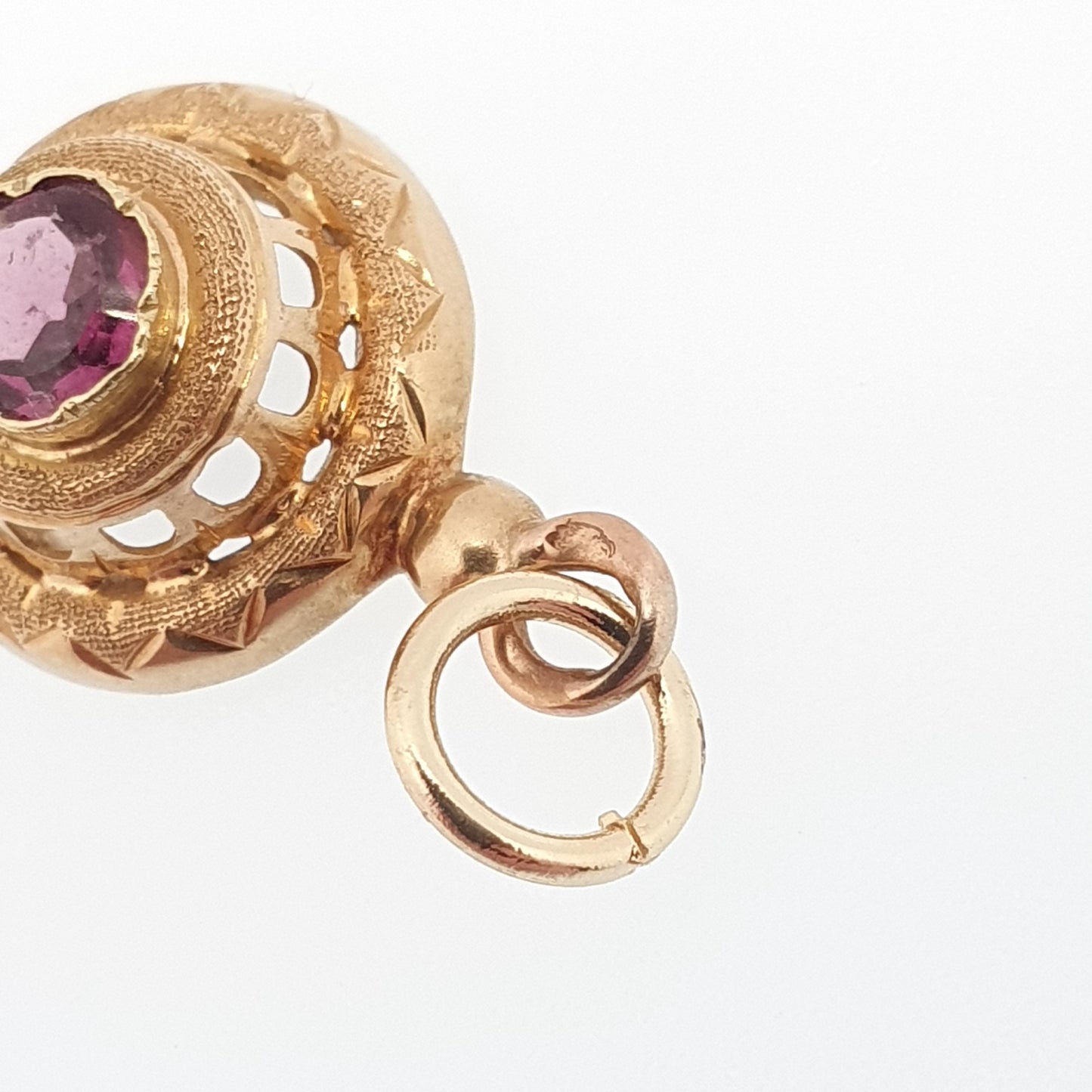 Antique Victorian 18ct Gold Amethyst Necklace Pendant French Solid 18k 18kt Etruscan Round Cut Vintage Jewelry Jewellery