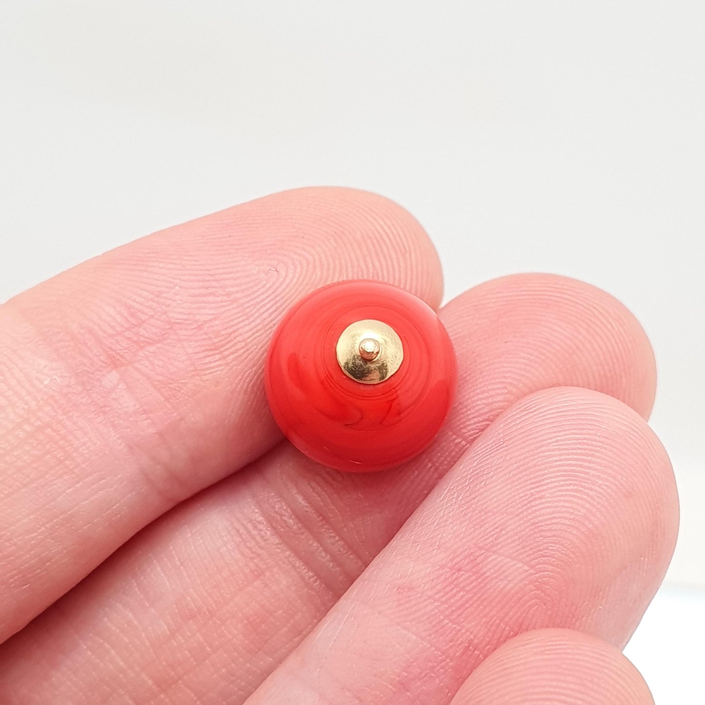 Vintage 18ct Gold Tomato Pendant Charm Venetian Murano Glass Bead Red Necklace Solid 750 18k Italian Retro Womens Jewelry Jewellery