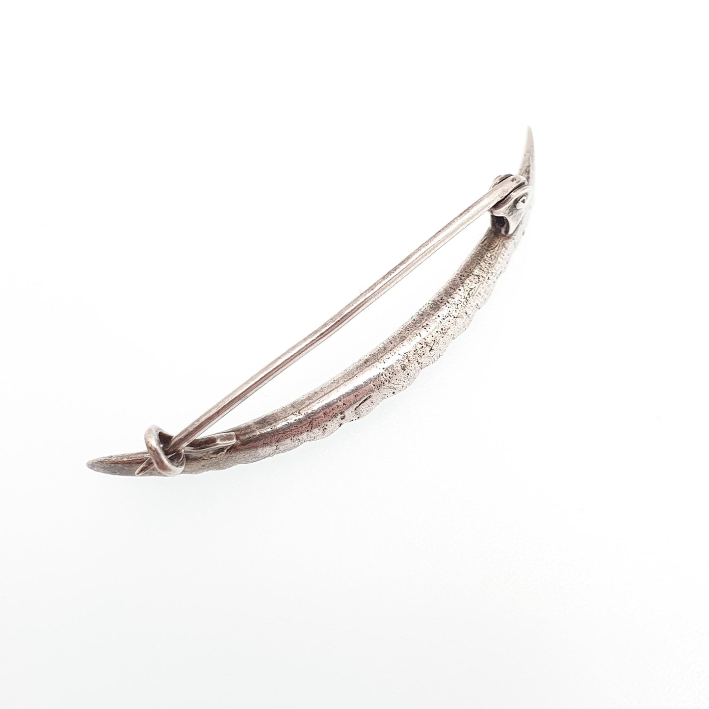 Antique Solid Silver Crescent Moon Diamond Paste Brooch Victorian Sparkly Vintage Celestial Womens Jewelry Jewellery 1800s