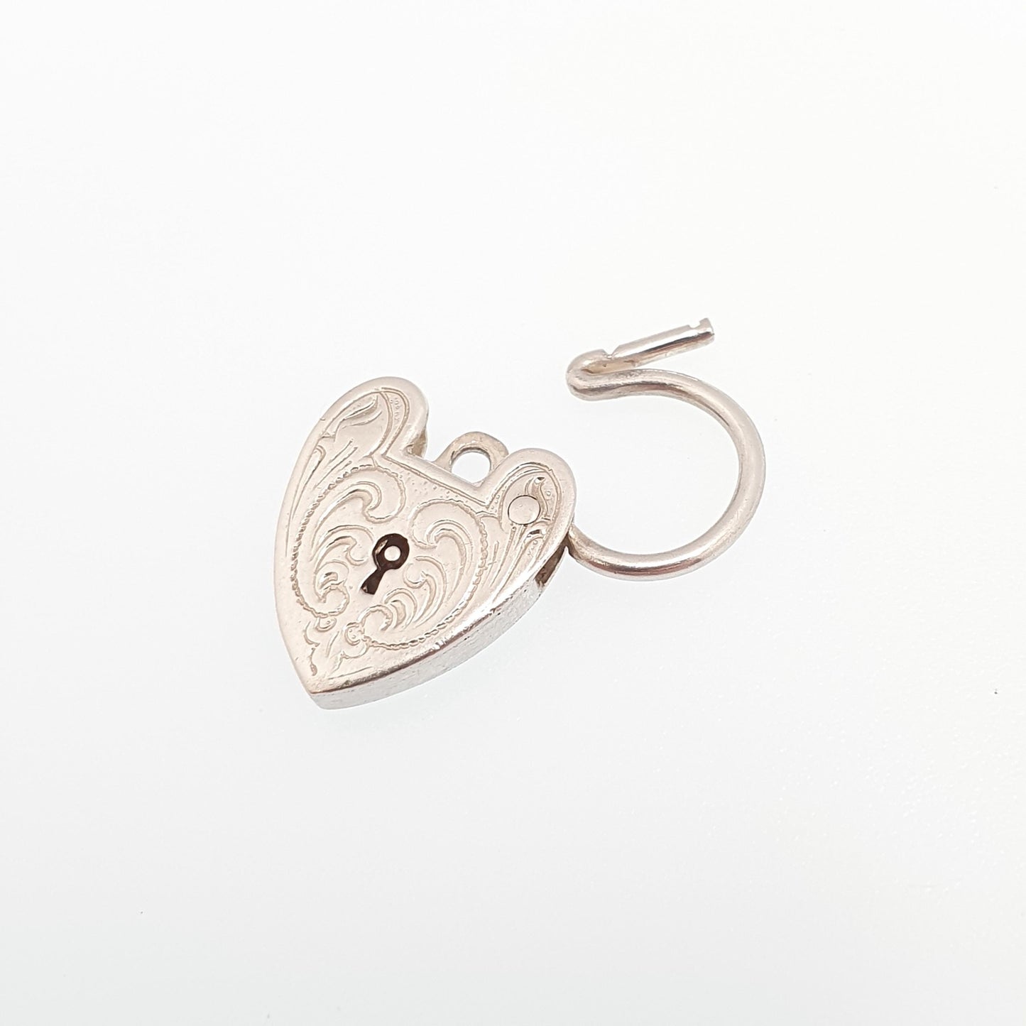Vintage GEORG JENSEN Sterling Silver Engraved Padlock Heart Clasp Charm Pendant Necklace Bracelet Womens Retro Jewelry Jewellery