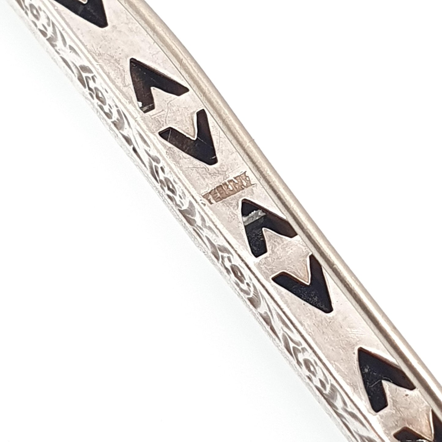 Antique Sterling Silver Onyx & Diamond Paste Brooch Art Deco Pave Channel Set Sqaure Cut Geometric 1920s Vintage Womens Jewellery Jewelry