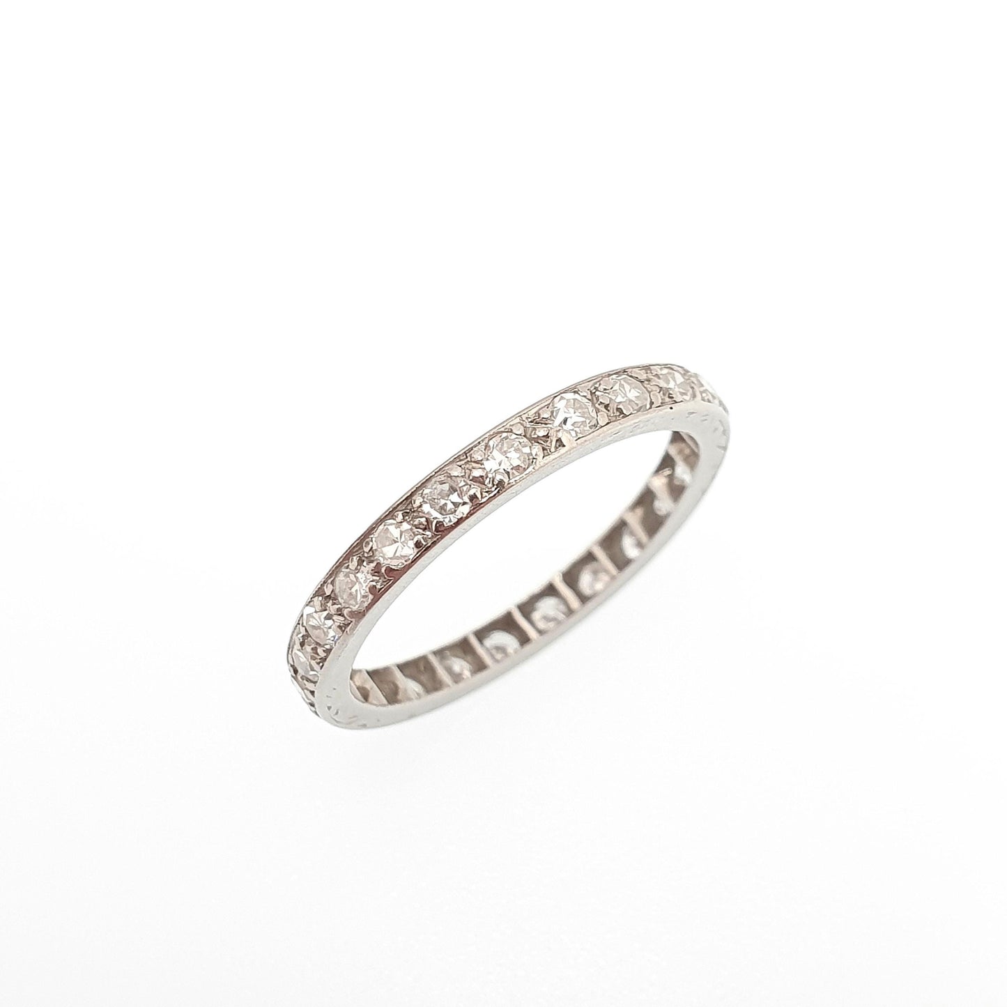 Antique Art Deco Platinum Diamond Eternity Ring 1920s Natural Diamonds Gemstone Full Band Stacker Wedding Womens Jewellery Jewelry