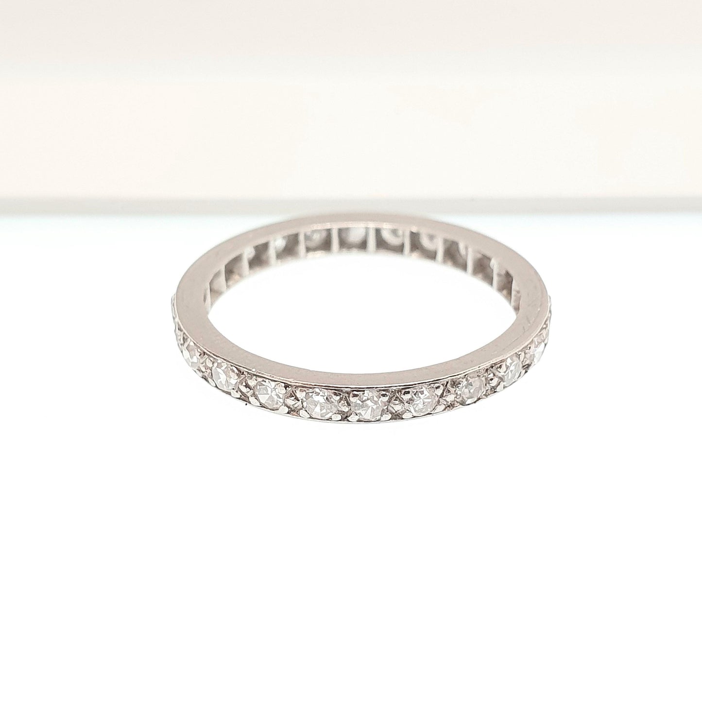 Antique Art Deco Platinum Diamond Eternity Ring 1920s Natural Diamonds Gemstone Full Band Stacker Wedding Womens Jewellery Jewelry