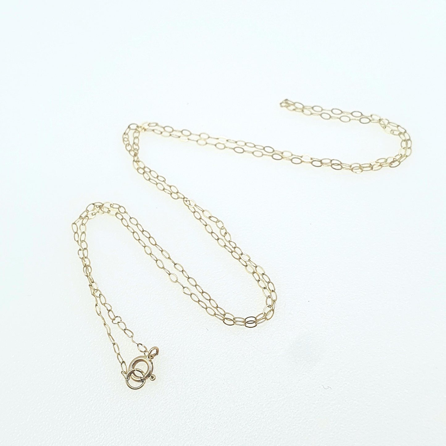 Vintage 9ct Gold Cable Link Chain Necklace Fine Trace Link Oval Solid 9k 9kt 0.37g 41cm Jewelry Jewellery