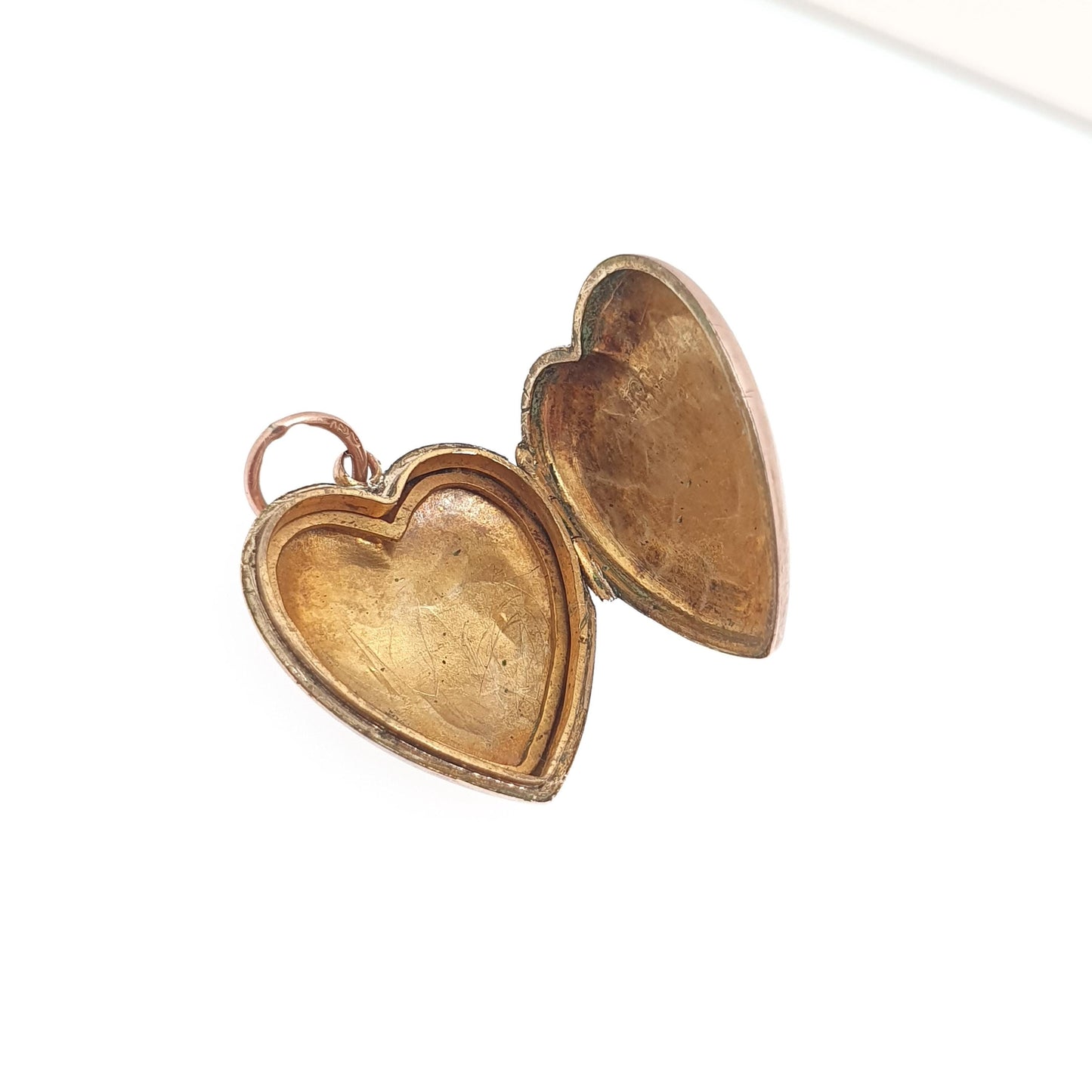 Antique Victorian 9ct Rose Gold Heart Locket Solid 9k 9kt Back and Front Engraved Pendant Love Necklace Jewelry Womens Jewellery