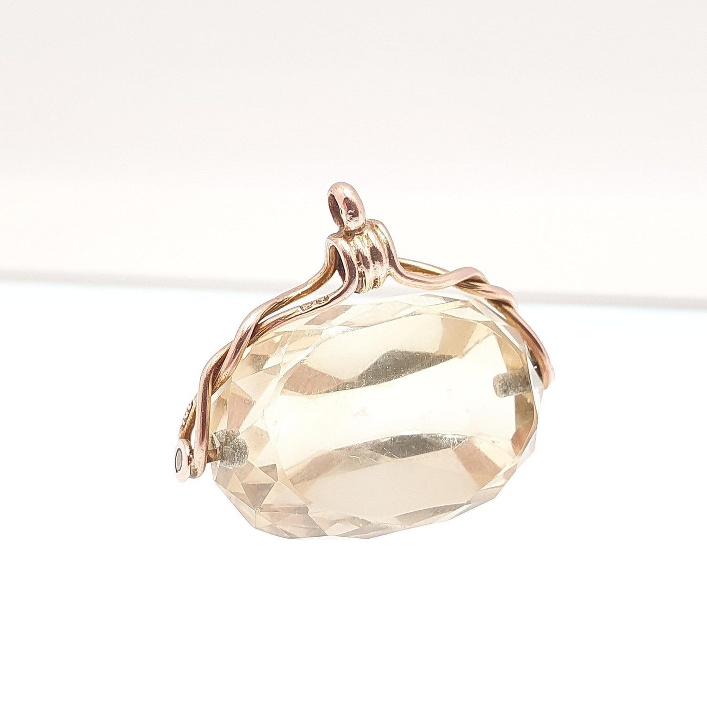 Antique 9ct 9k Gold Citrine Spinner Fob Pendant Necklace Genuine Gemstone Albert 1911 Hallmark Solid 9kt Vintage Jewellery Jewelry