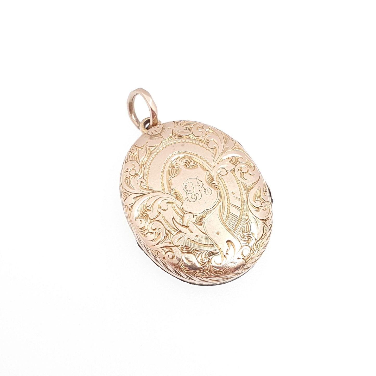 Antique Victorian Solid 9ct Gold Locket Large Oval Pendant Necklace Engraved Fine Estate 375 9k Photo Vintage Jewelry Jewellery