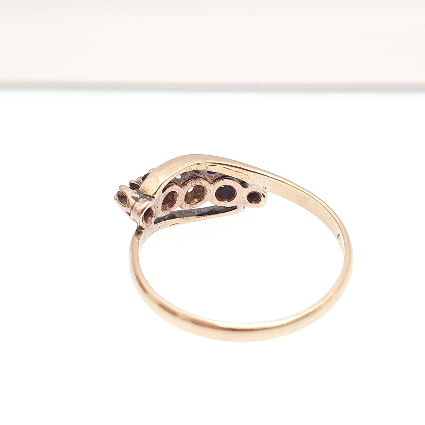 Antique 18ct Gold Sapphire & Diamond Ring Solid 18k 750 Oval Round Cut Natural Gemstones Vintage Jewelry Jewellery