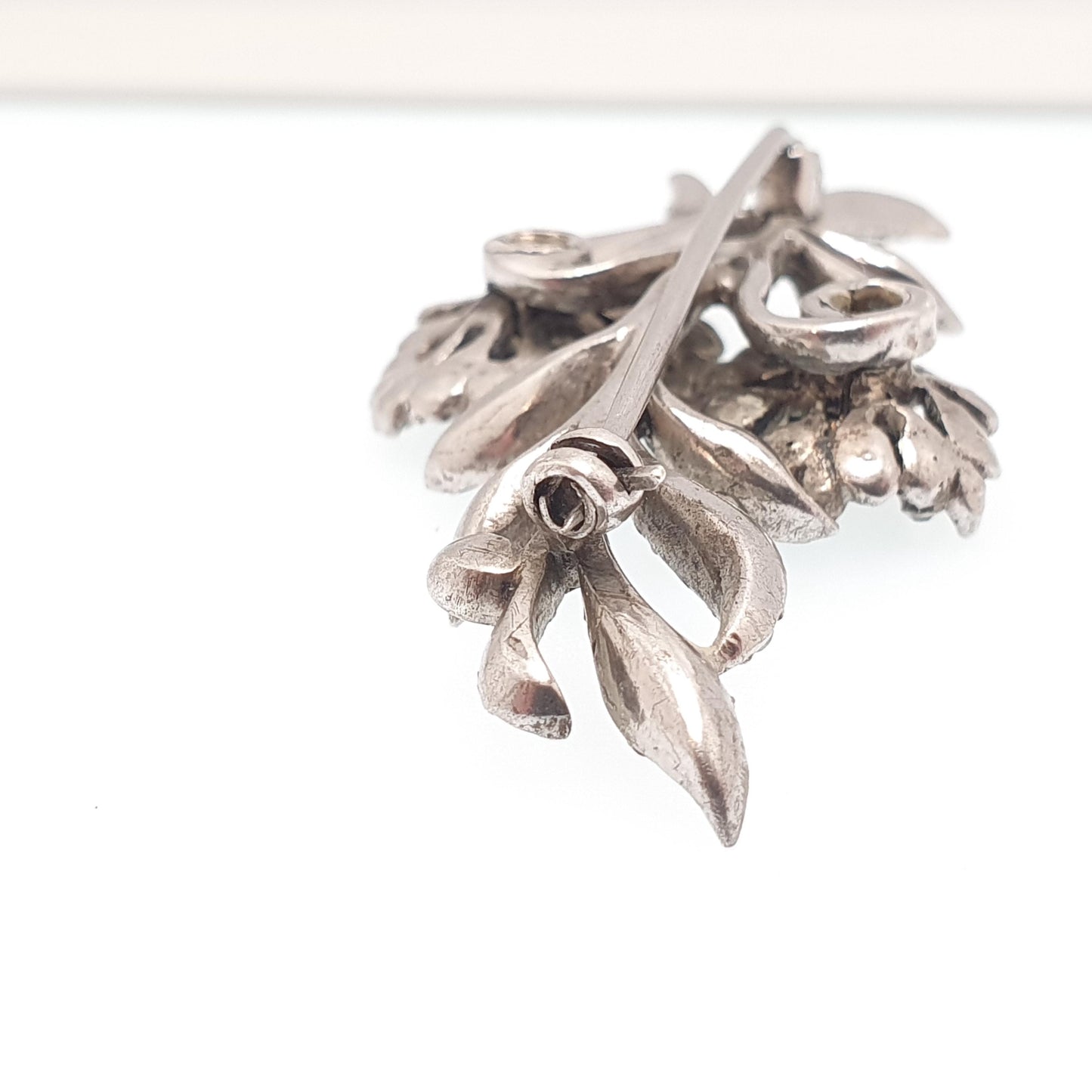 Antique Sterling Silver Diamond Paste Brooch Genuine Art Deco Floral Spray Large Big Flower 1920s Sparkly Vintage Jewelry Jewellery