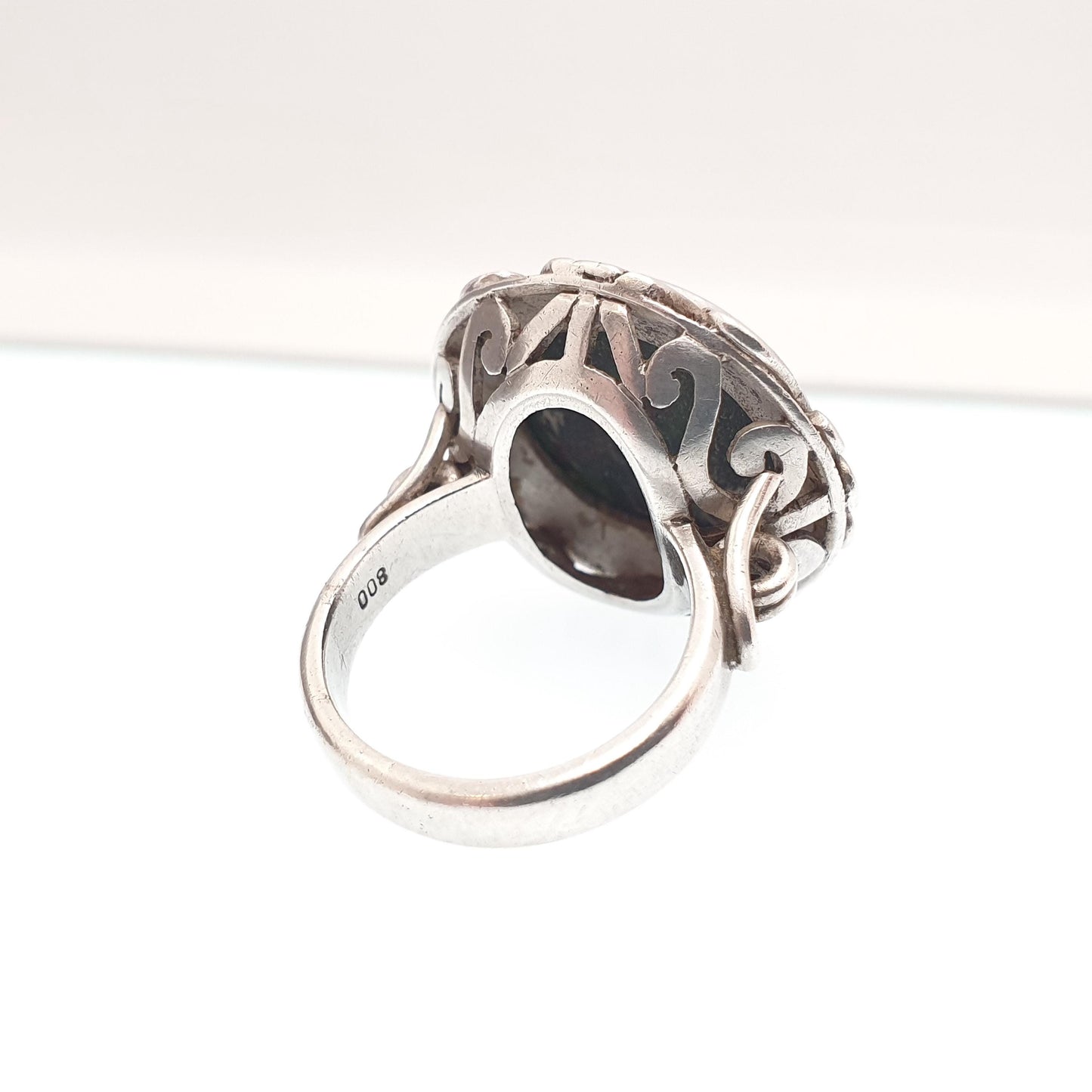 Antique Solid Silver Bloodstone Ring Arts and Crafts Large Big Signet Chunky Genuine Agate Quartz Gemstone Vintage Jewelry Jewellery