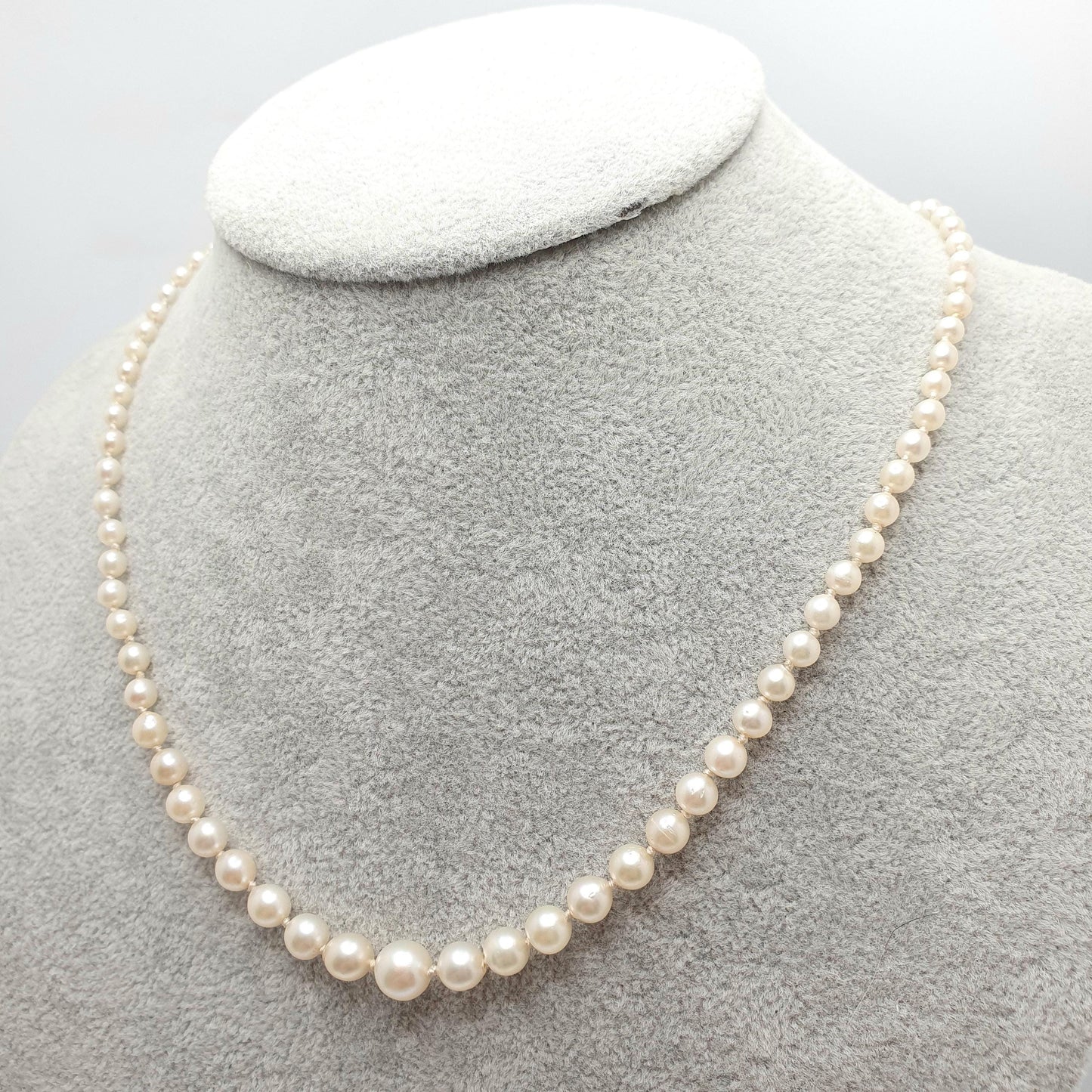 Antique Cultured Pearl Necklace Solid Silver Paste Clasp Art Deco 46cm 18.1" 12.69g Real Genuine Pearls Vintage 1920s Jewelry