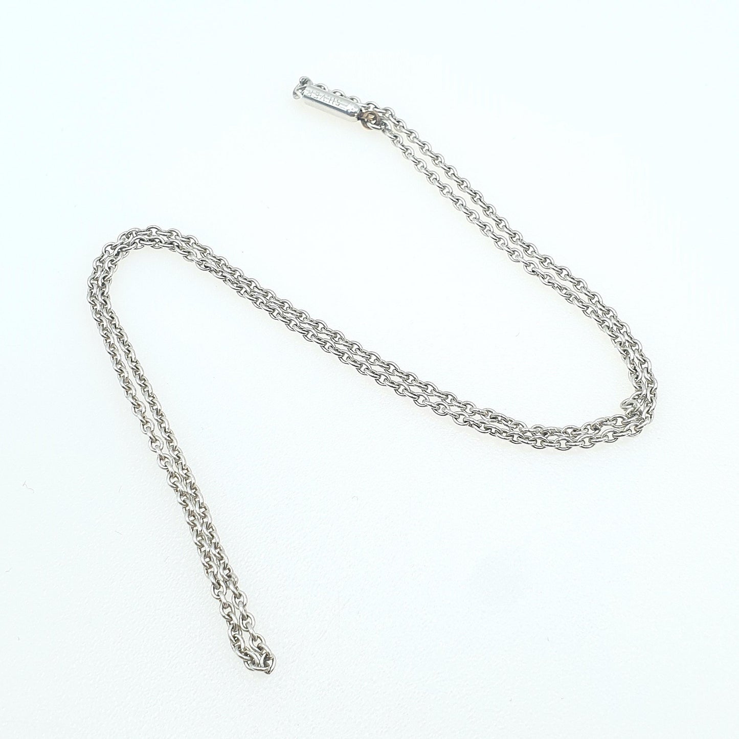 Antique Solid Silver Cable Link Chain Necklace Barrel Clasp Oval Trace Links Womens Vintage Retro Jewelry Jewellery Unisex 42cm 3.26g