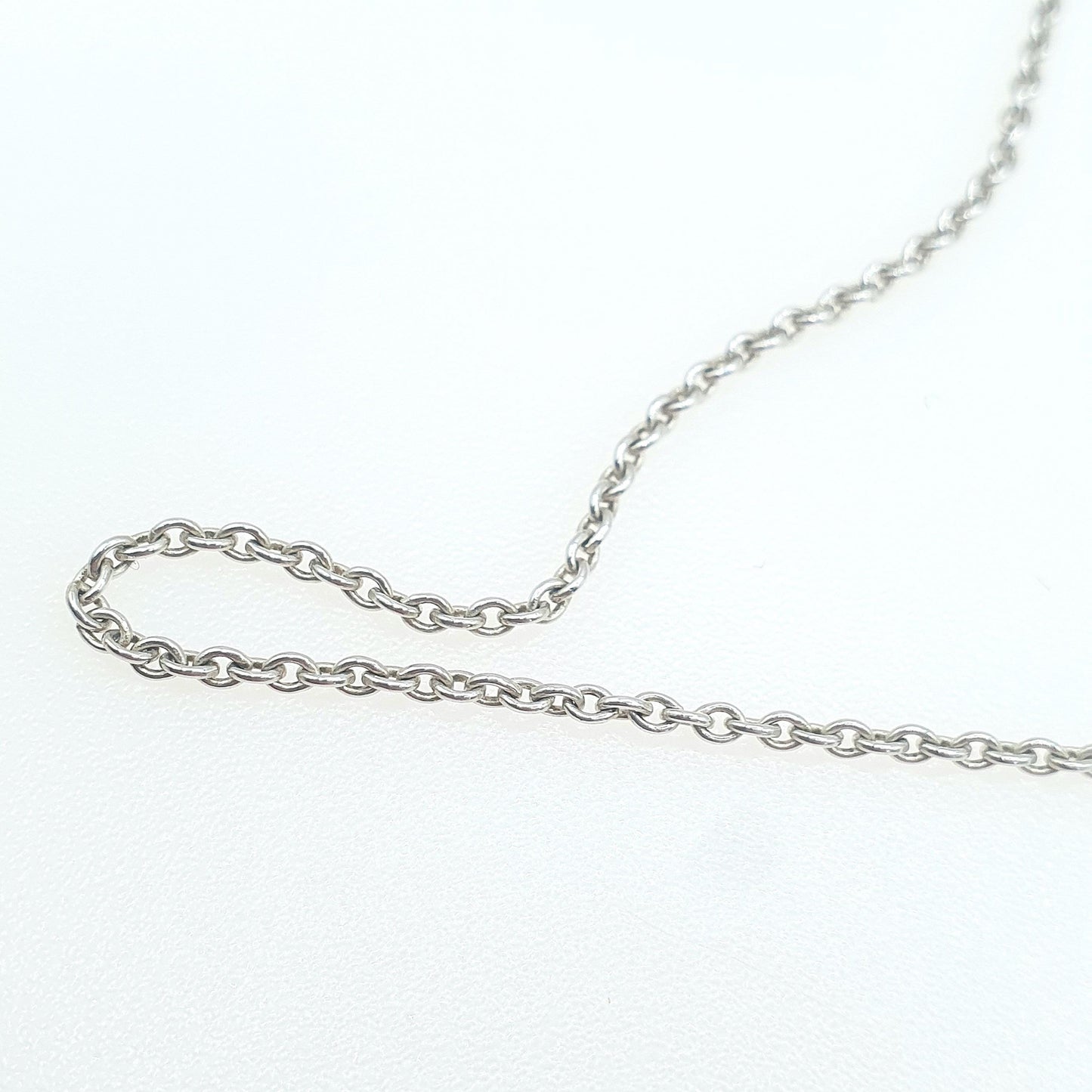 Antique Solid Silver Cable Link Chain Necklace Barrel Clasp Oval Trace Links Womens Vintage Retro Jewelry Jewellery Unisex 42cm 3.26g