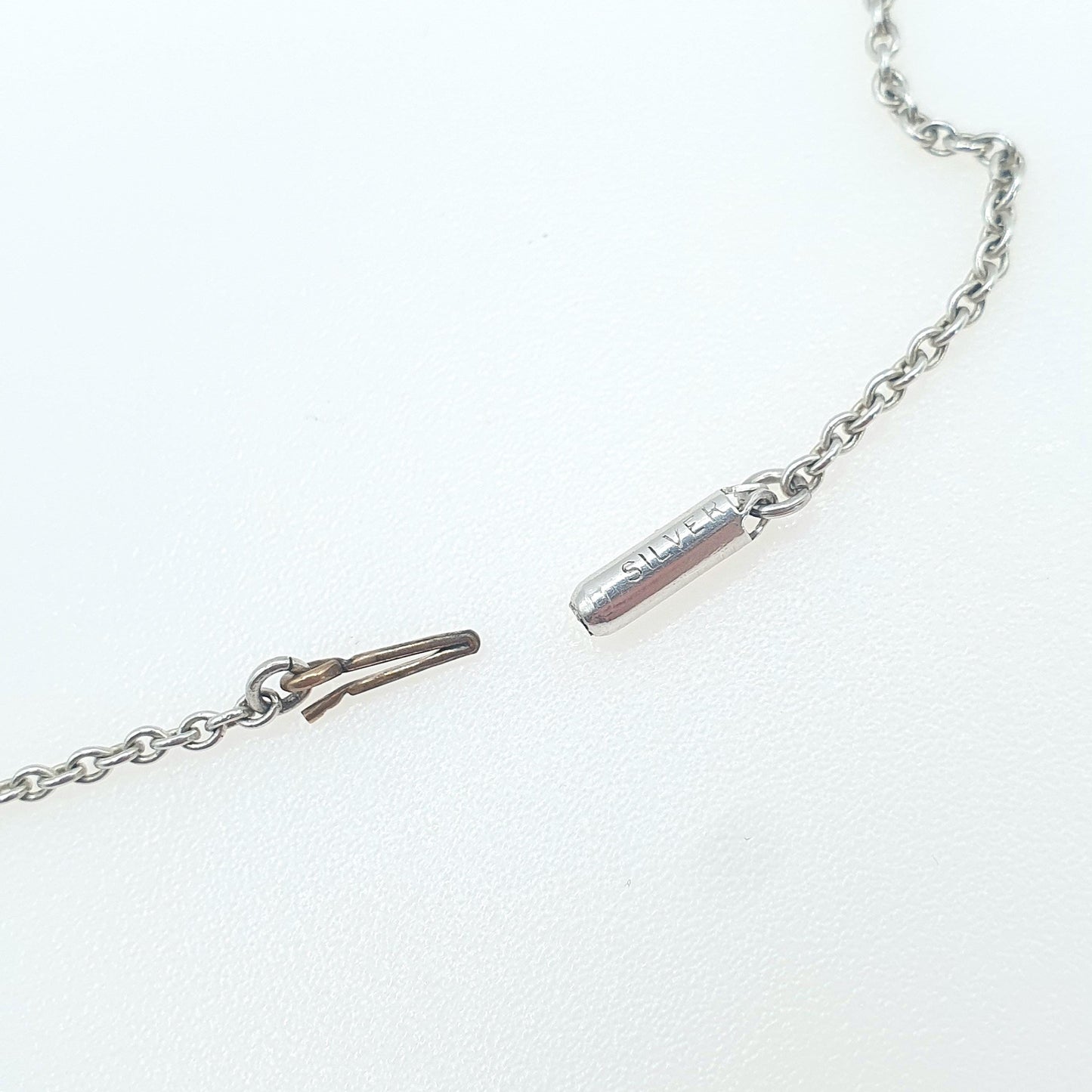 Antique Solid Silver Cable Link Chain Necklace Barrel Clasp Oval Trace Links Womens Vintage Retro Jewelry Jewellery Unisex 42cm 3.26g