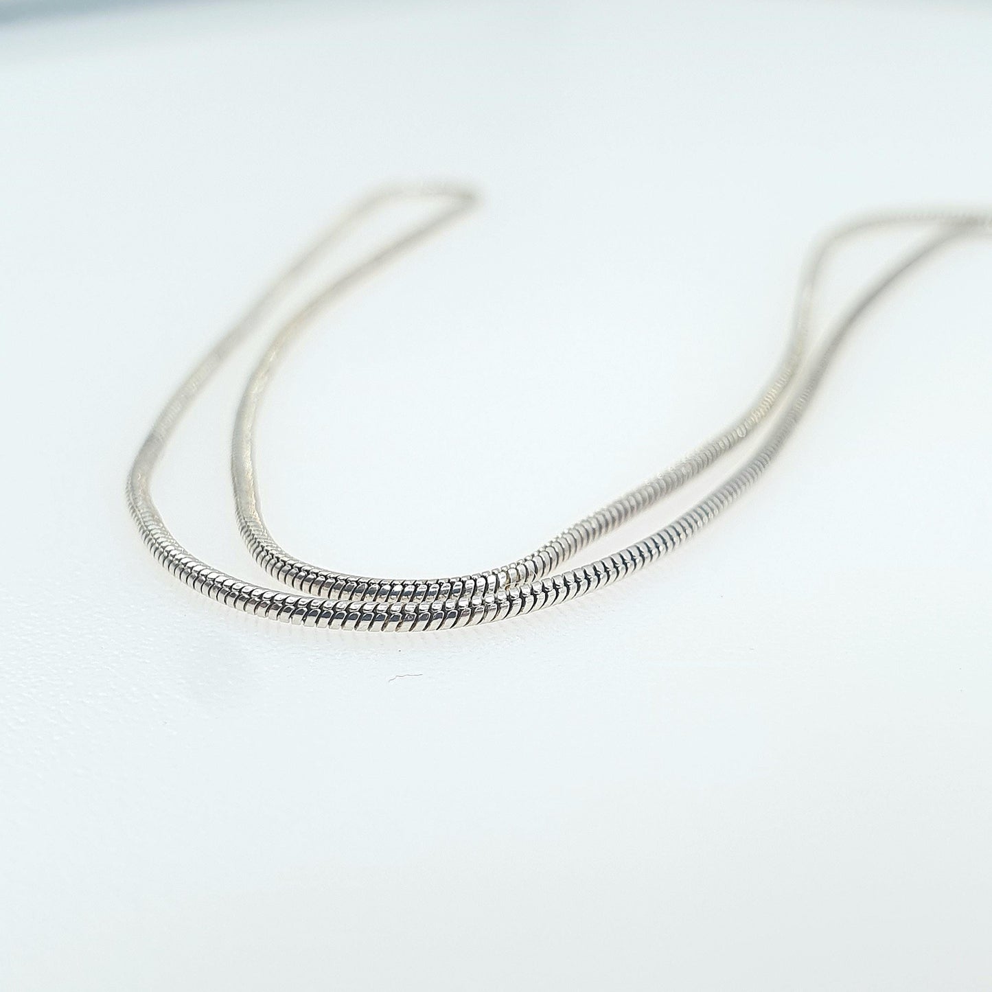 Vintage Sterling Silver Snake Link Chain Necklace 3.67g 49cm Retro Womens Jewelry Jewellery Unisex Minimalistic Simple Dainty
