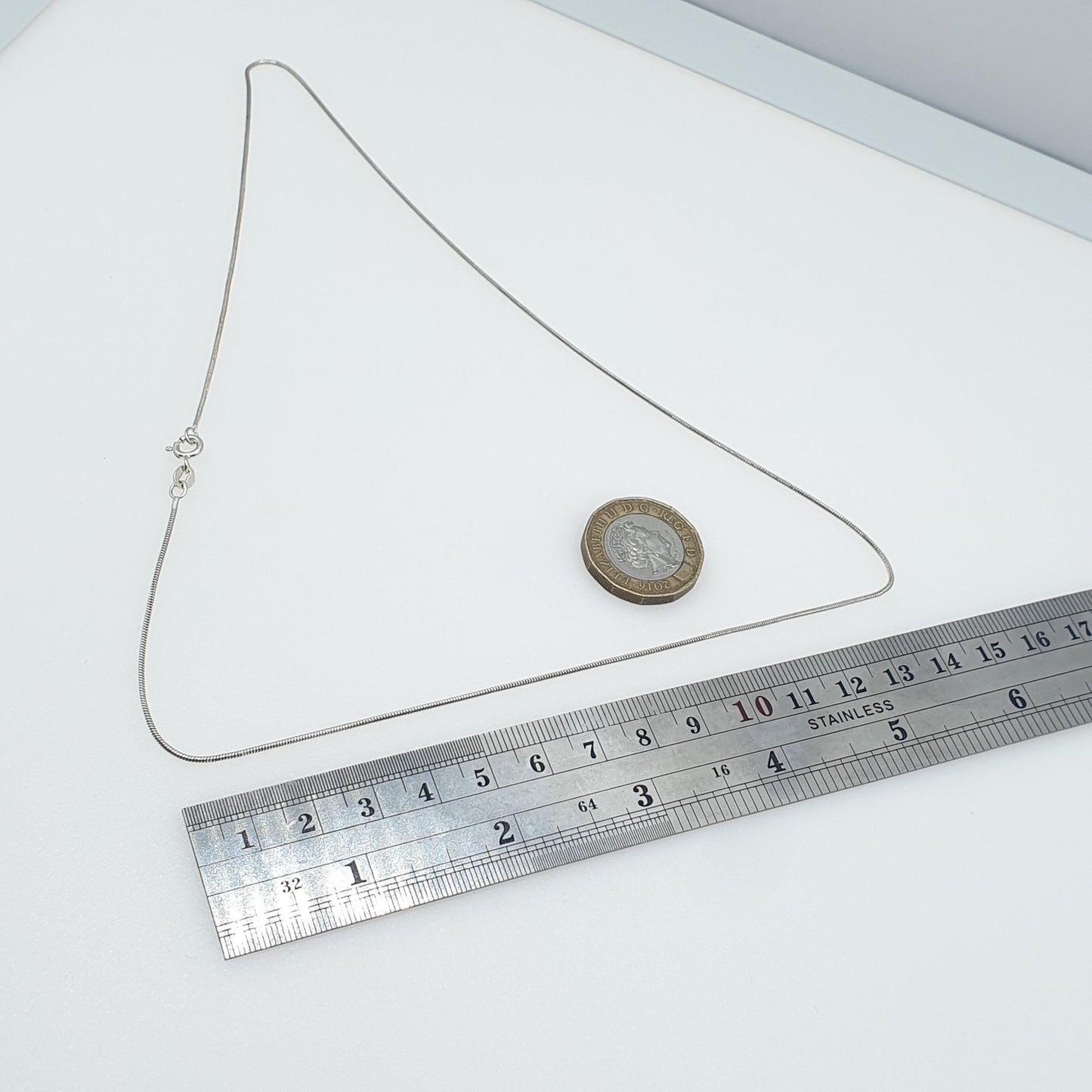 Vintage Sterling Silver Snake Link Chain Necklace 3.67g 49cm Retro Womens Jewelry Jewellery Unisex Minimalistic Simple Dainty