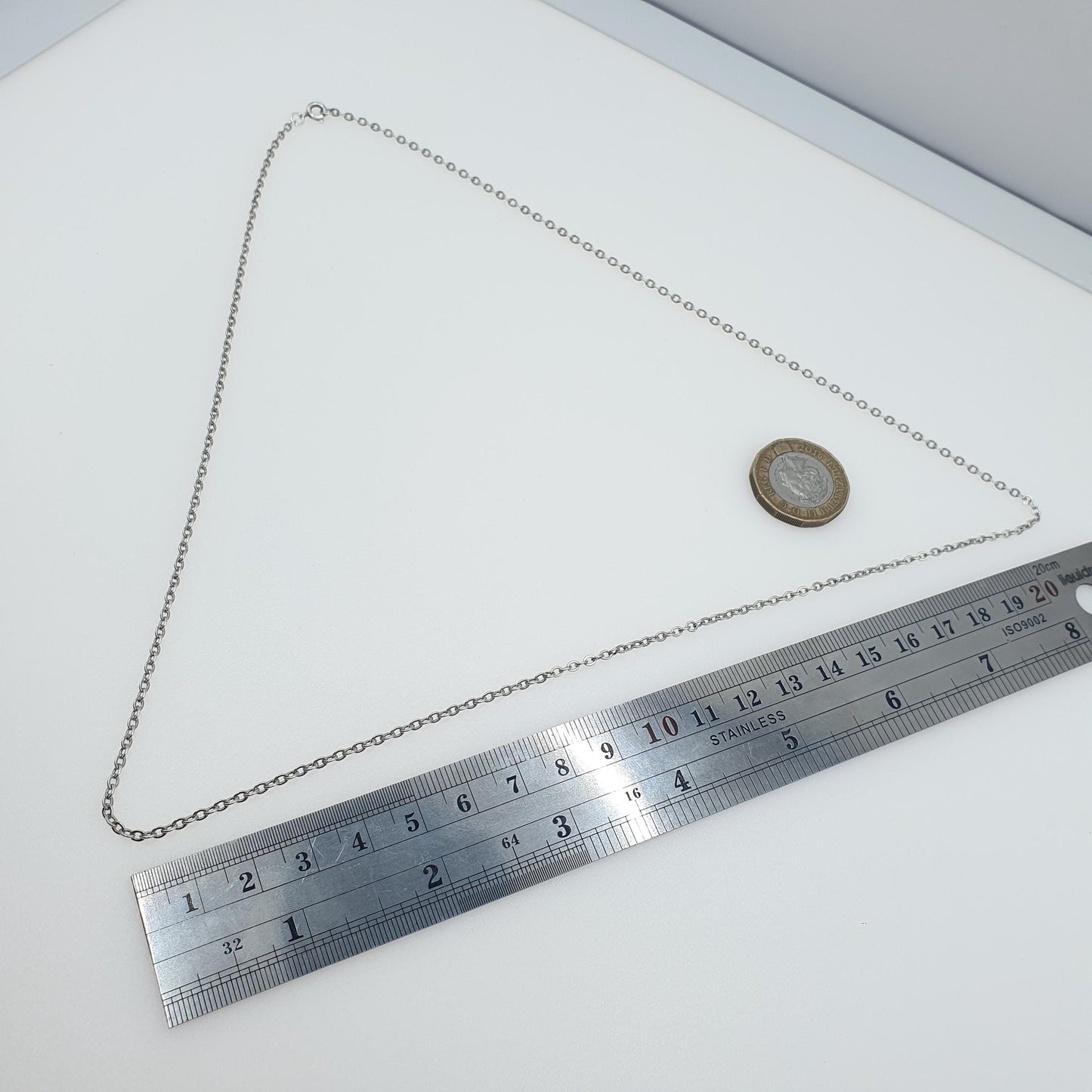 Vintage Sterling Silver Cable Link Chain Necklace Oval Trace Link 5.13g 61cm Long Women Mens Unisex Retro