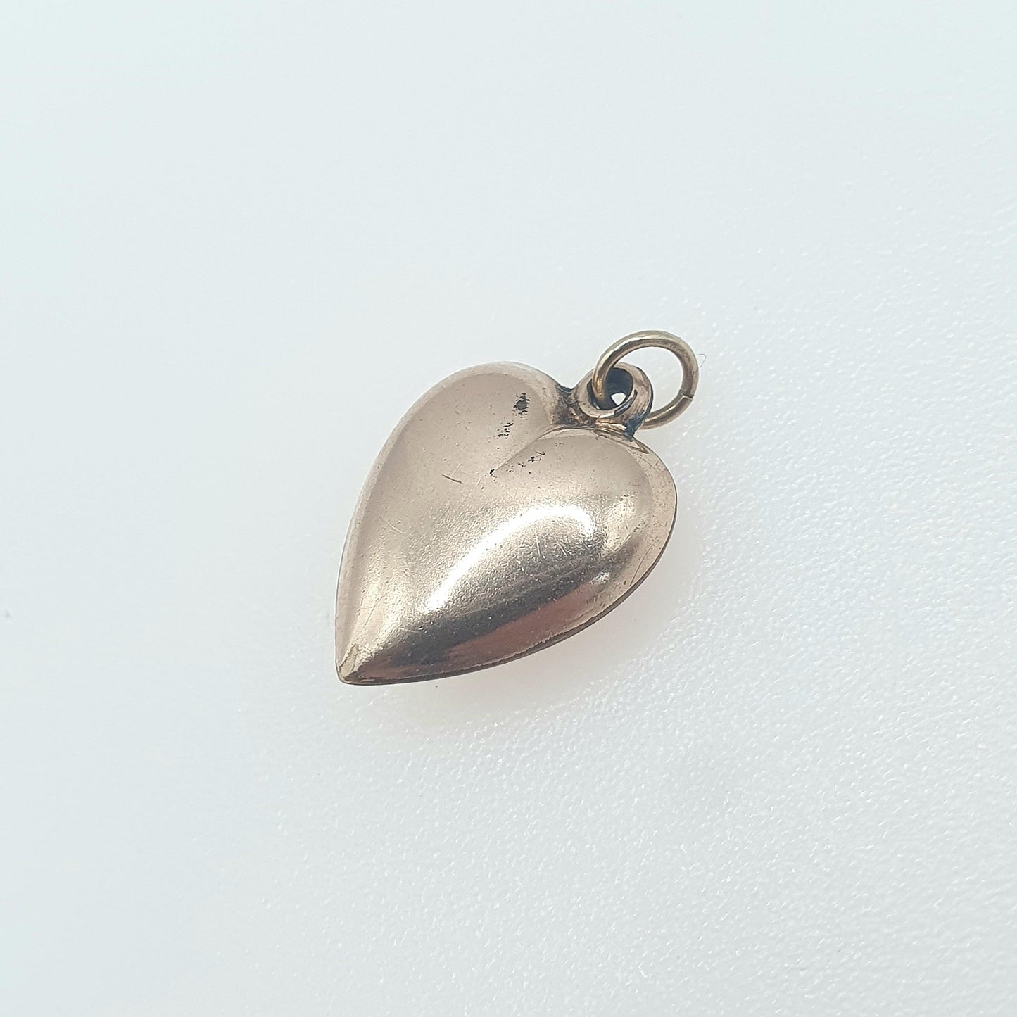 Antique Victorian Rolled Gold Puffer Heart Charm Pendant Seed Pearl Centre Gold Filled Necklace Jewelry Jewellery Womens Mens Unisex