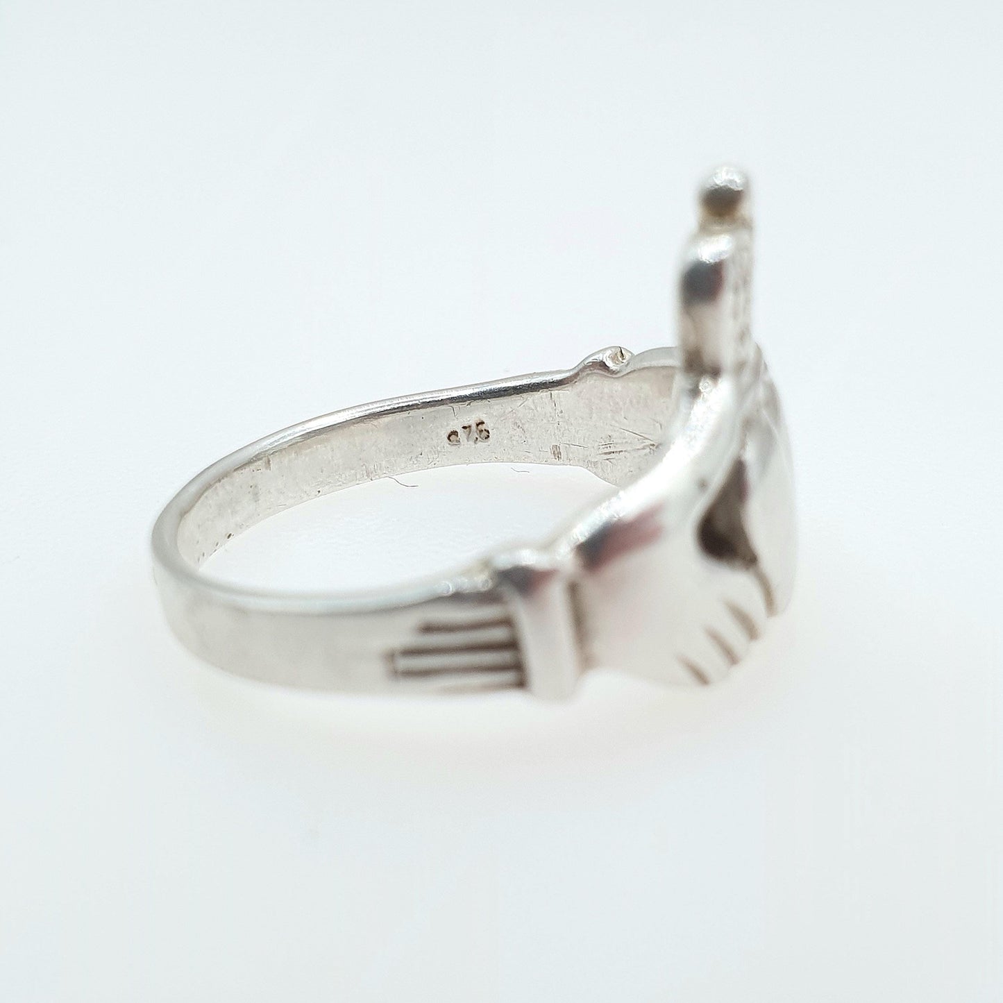 Vintage Sterling Silver Claddagh Ring Hear and Hands Irish Loyalty Friendship Celtic Mens Womens Jewelry Jewellery