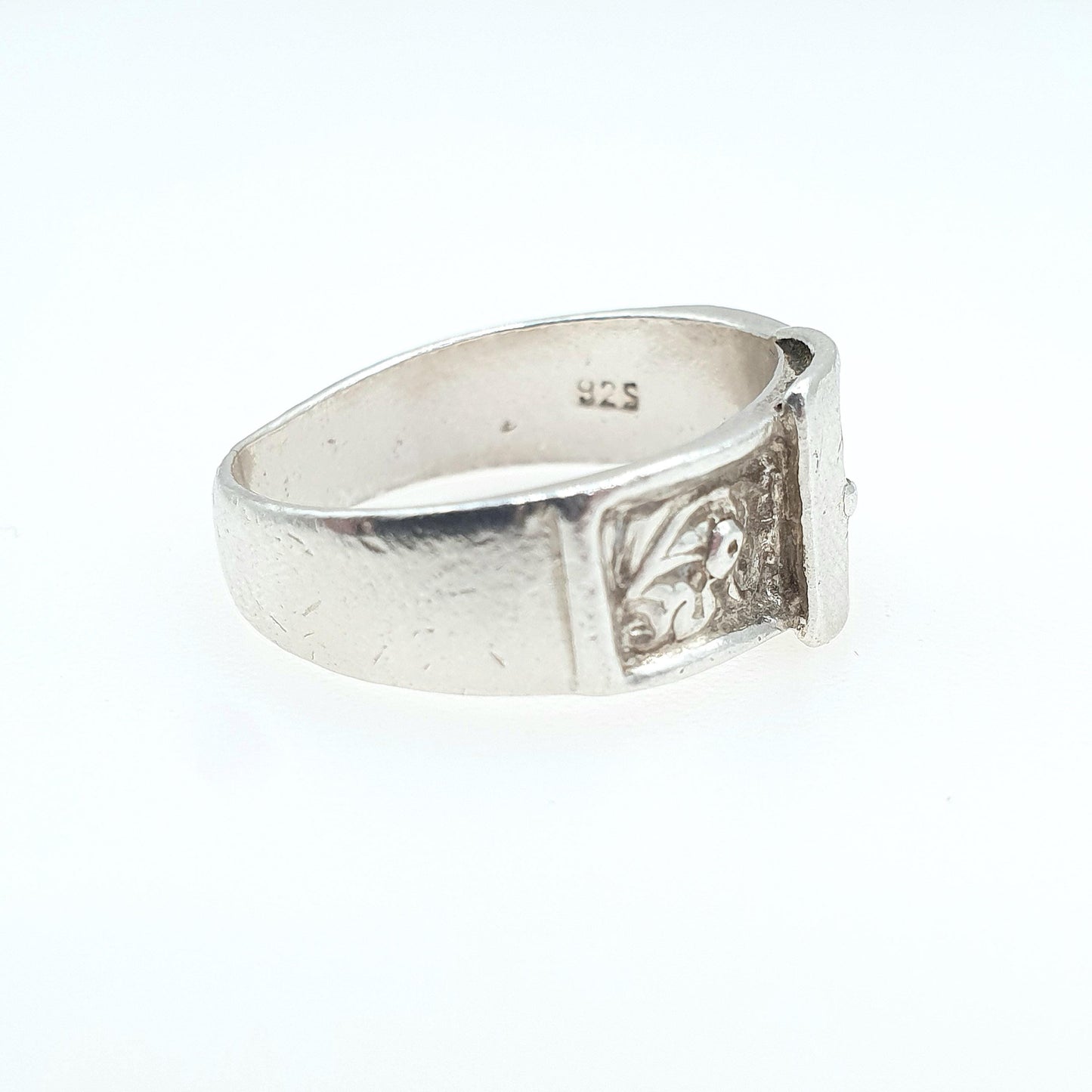 Vintage Sterling Silver Belt Buckle Ring Band Stacker Stacking Unisex Womens Mens Jewelry Jewellery UK O US 7.25